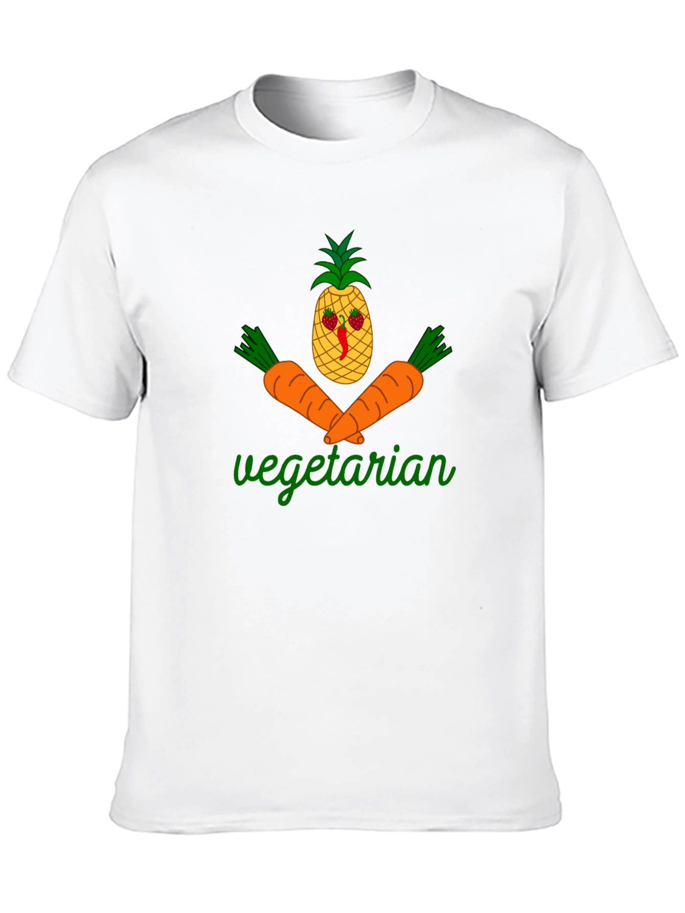 Black Vegetarian Graphic T-Shirt - Pineapple & Carrot Design view 10