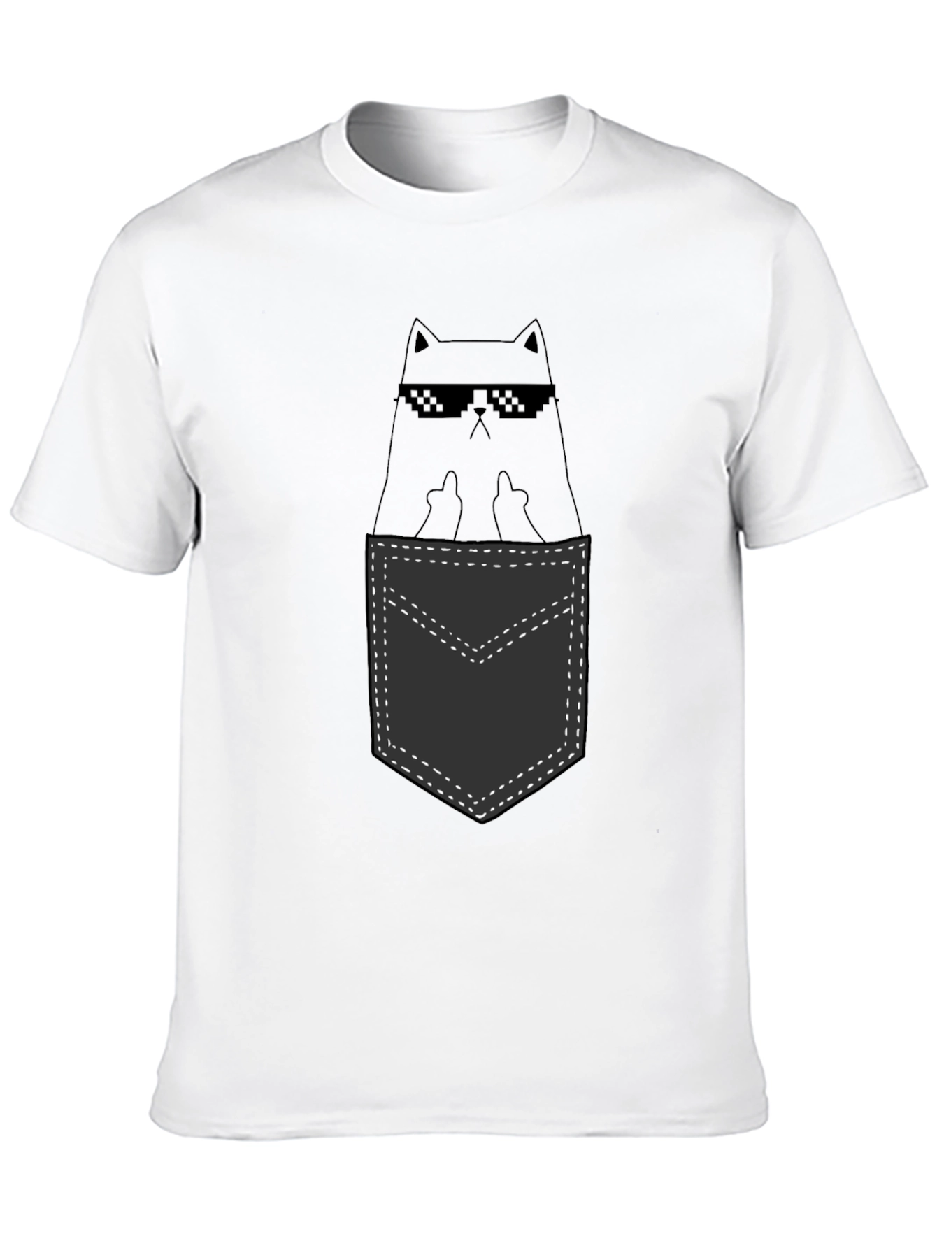 Black Cool Cat Pocket T-Shirt - Black view 10