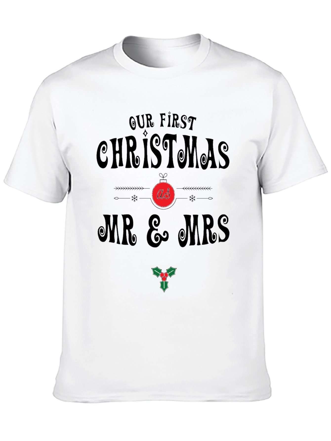 Black Our First Christmas Mr & Mrs T-Shirt view 10
