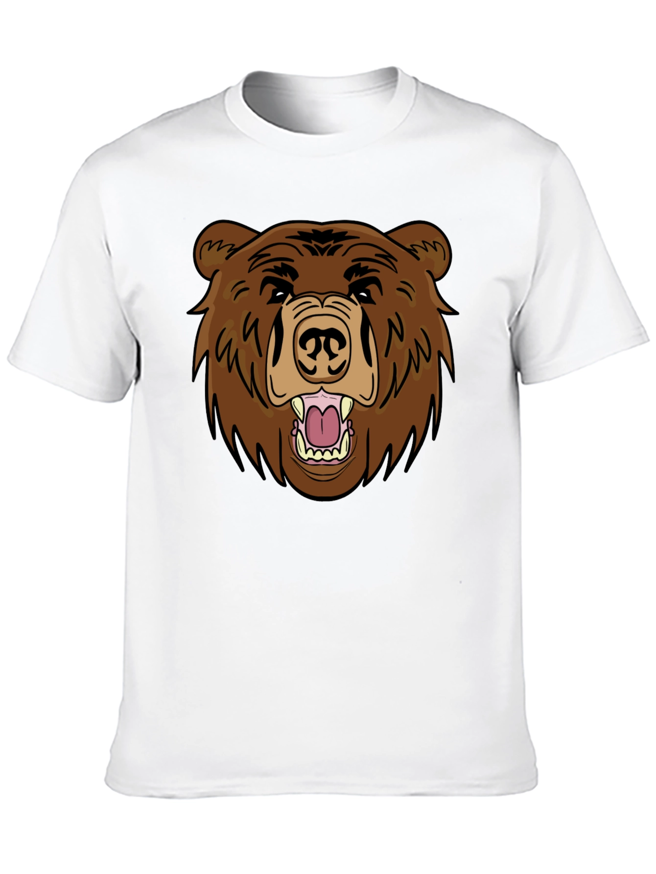Black Men's Black T-Shirt with Brown Bear Graphic view 10