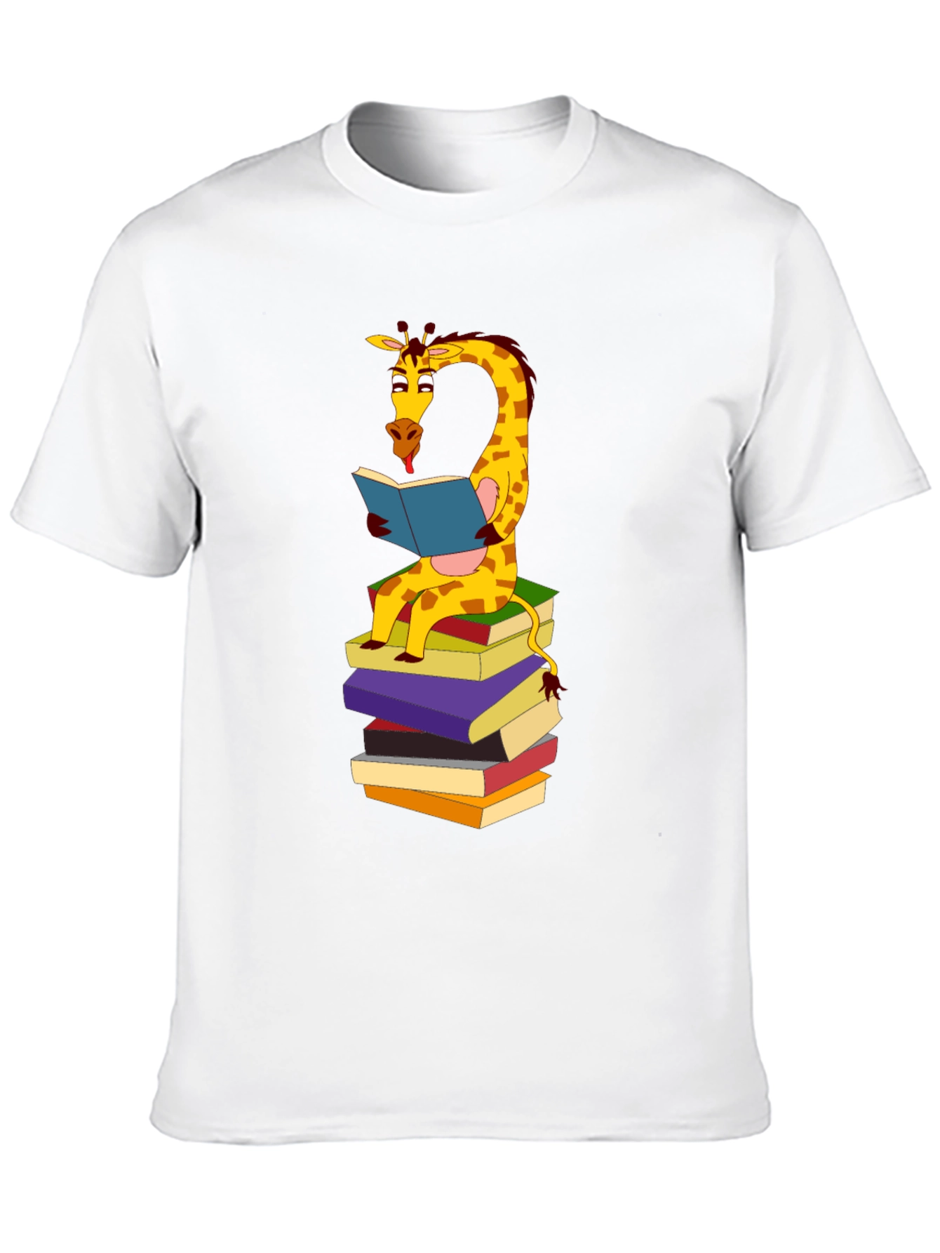 Black Reading Giraffe Graphic Tee - Black Cotton Blend view 10