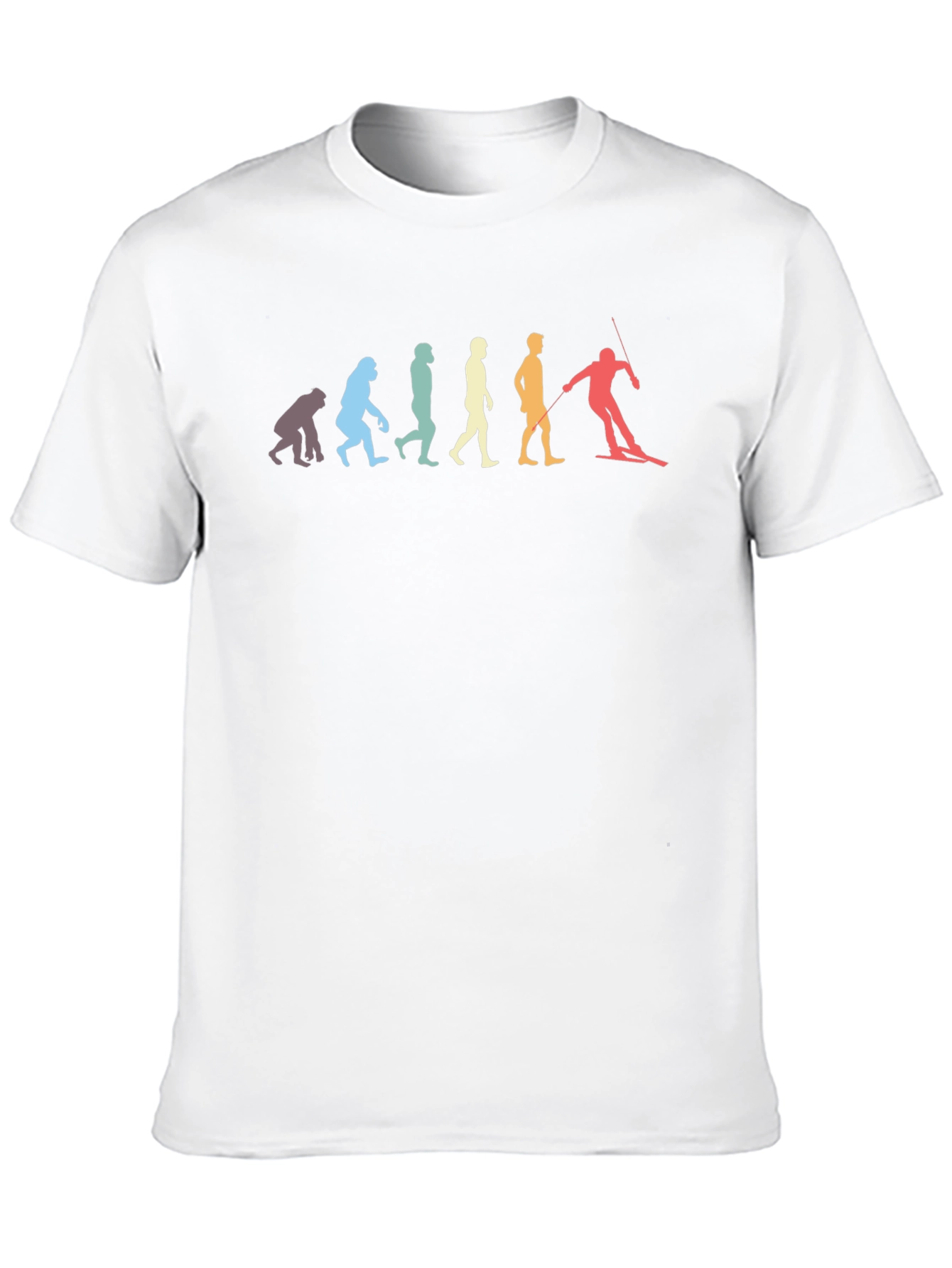 Black Skiing Evolution Graphic Tee - Funny Ski T-Shirt view 10