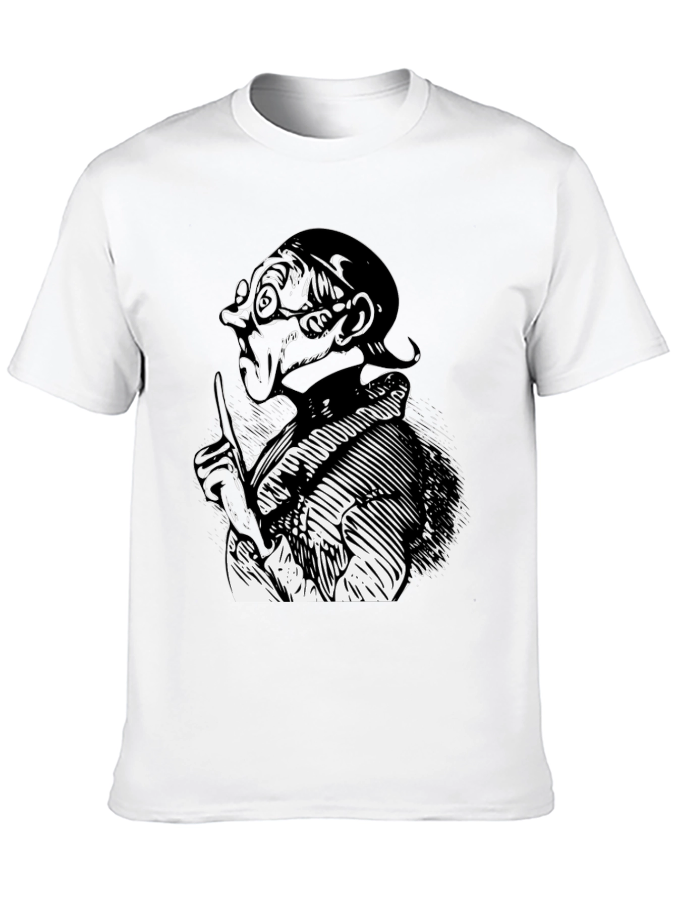 Black Black T-Shirt with Illustrated Figure view 10