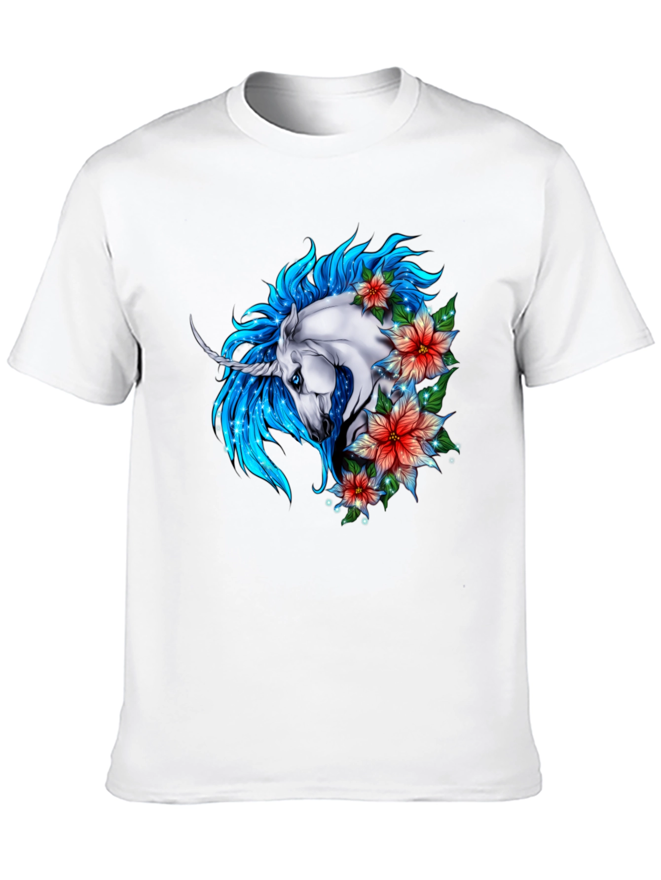 Black Unicorn Floral Graphic Tee - Stylish Men's Black T-Shirt view 10