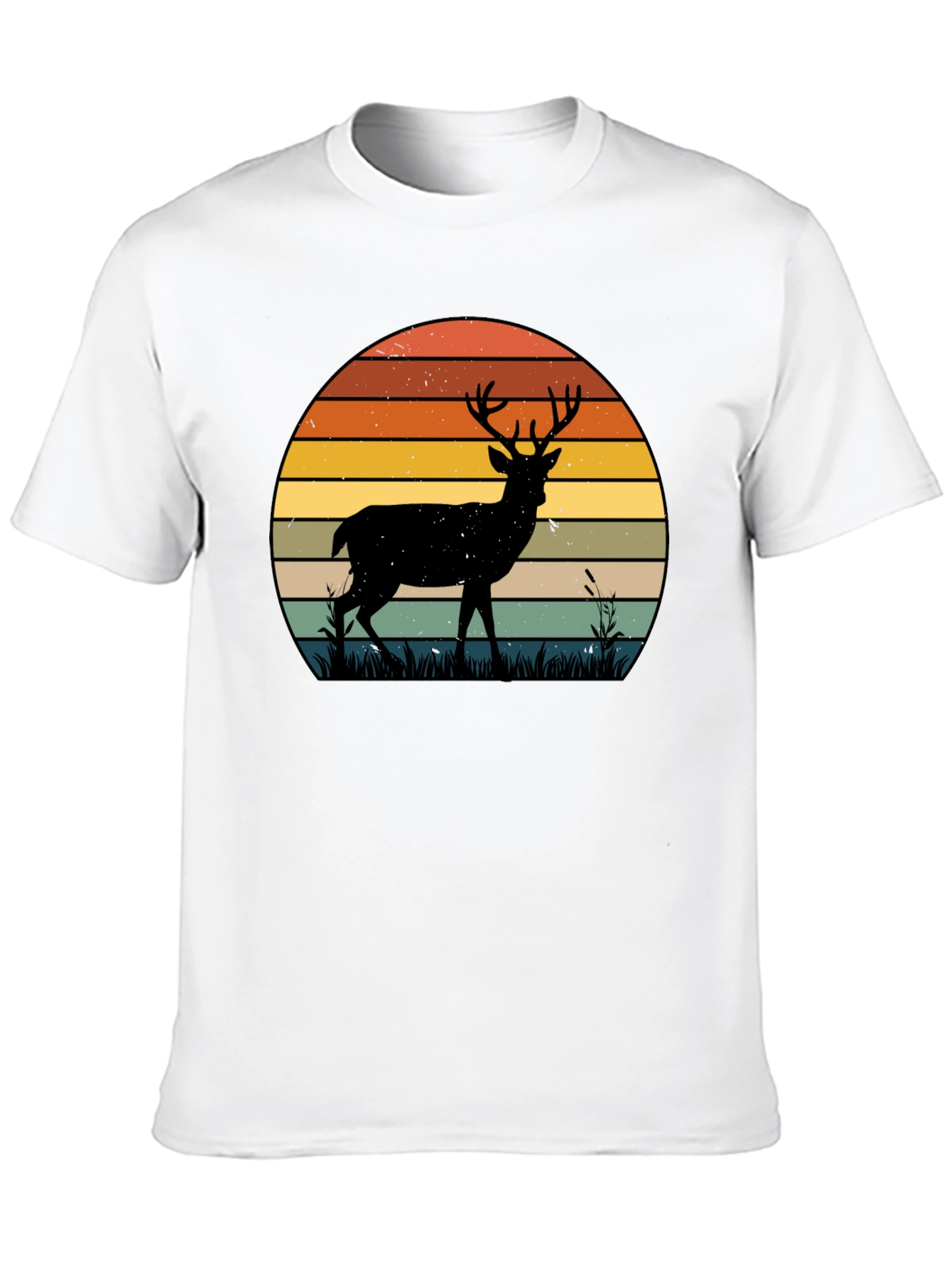 Black Retro Deer Sunset Graphic T-Shirt view 10