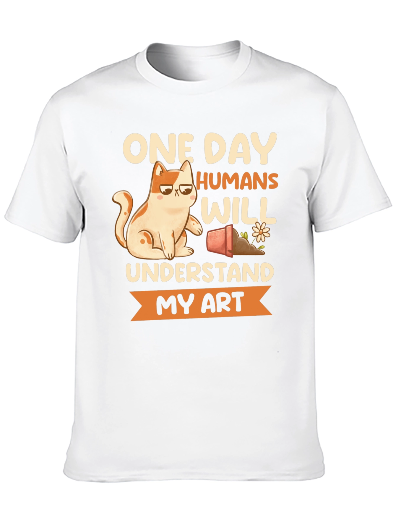 Black Funny Cat Art T-Shirt - Humans Will Understand view 10