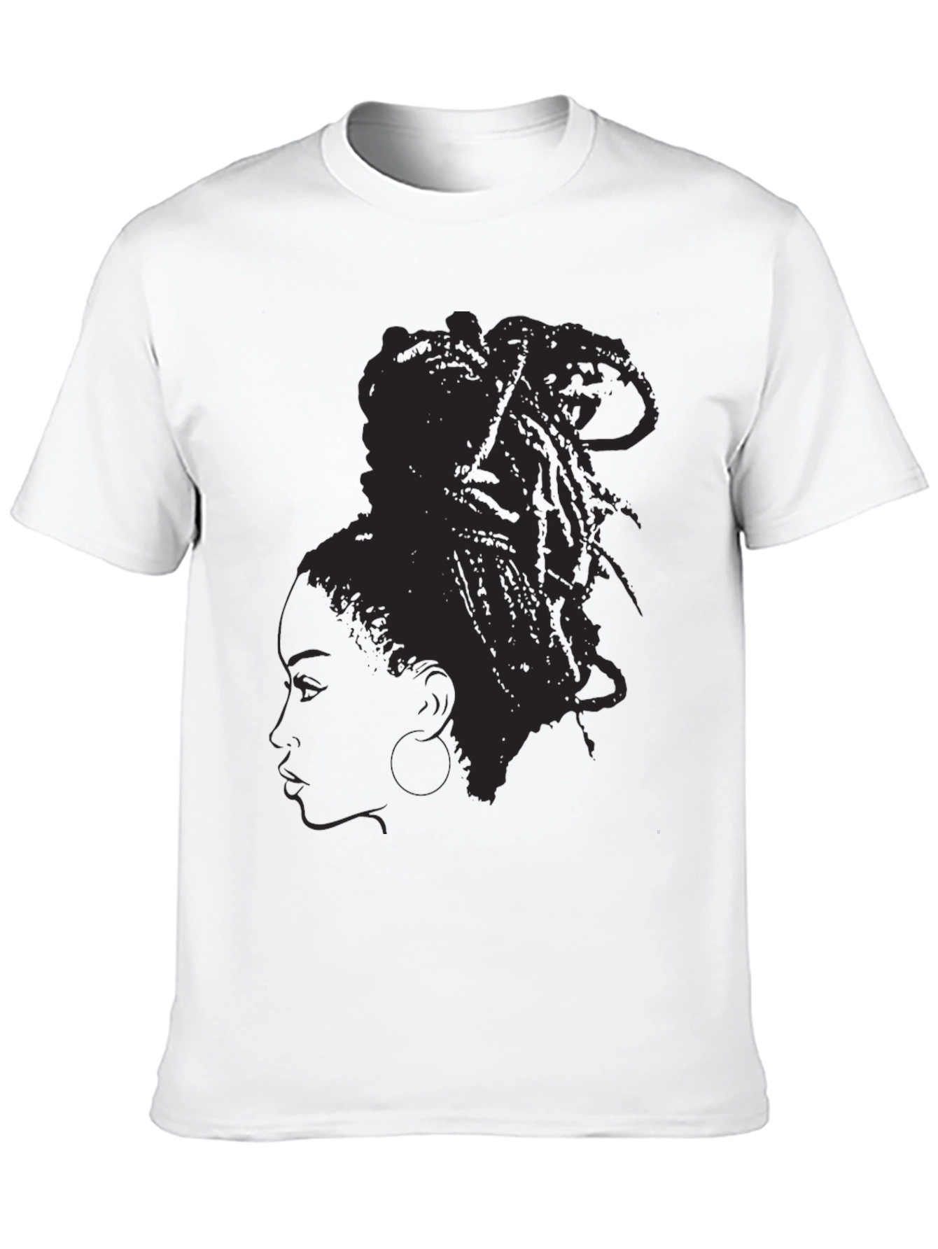 Black Silhouette Dreadlocks T-Shirt - Stylish Black Tee view 10