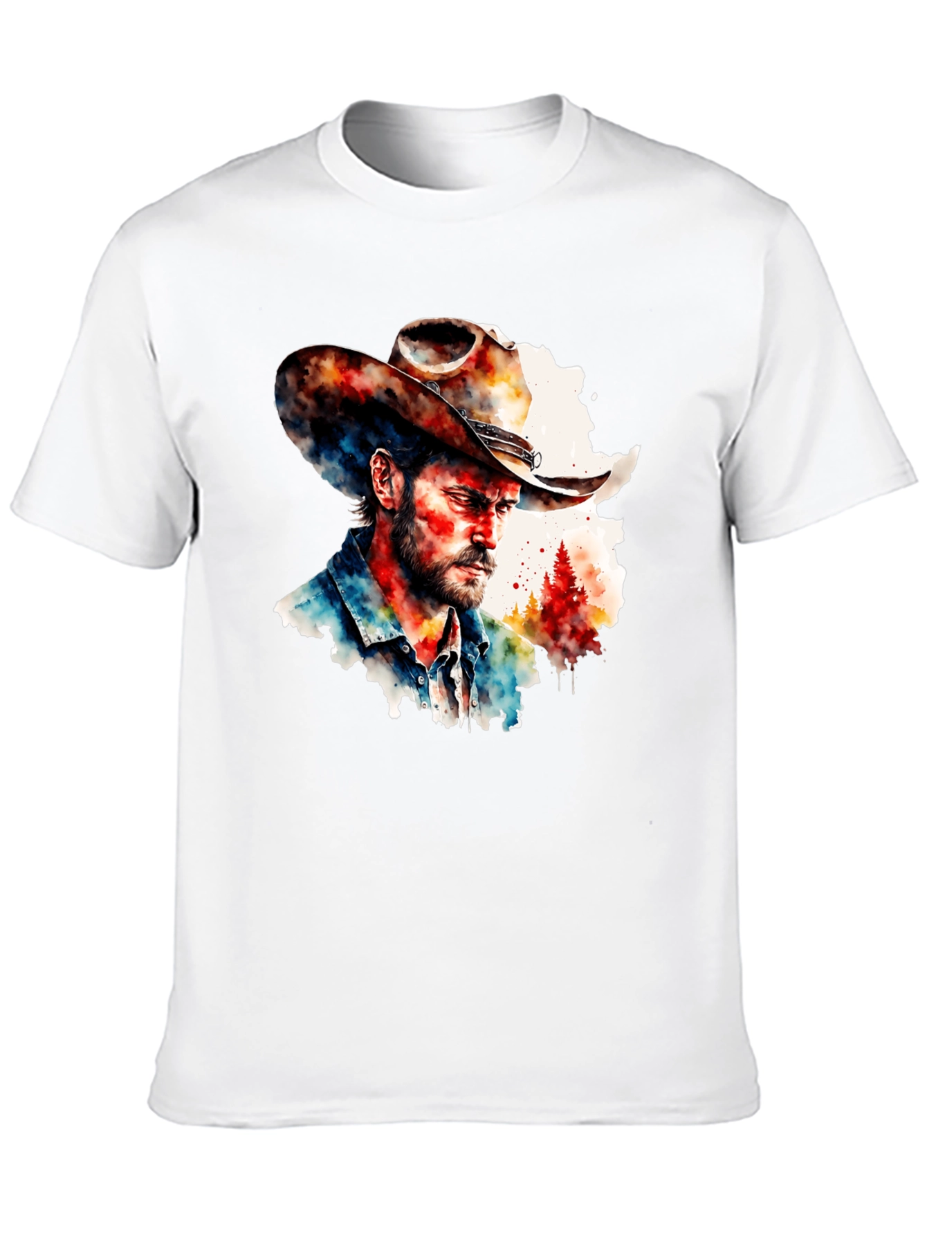 Black Watercolor Cowboy T-Shirt - Western Style view 10