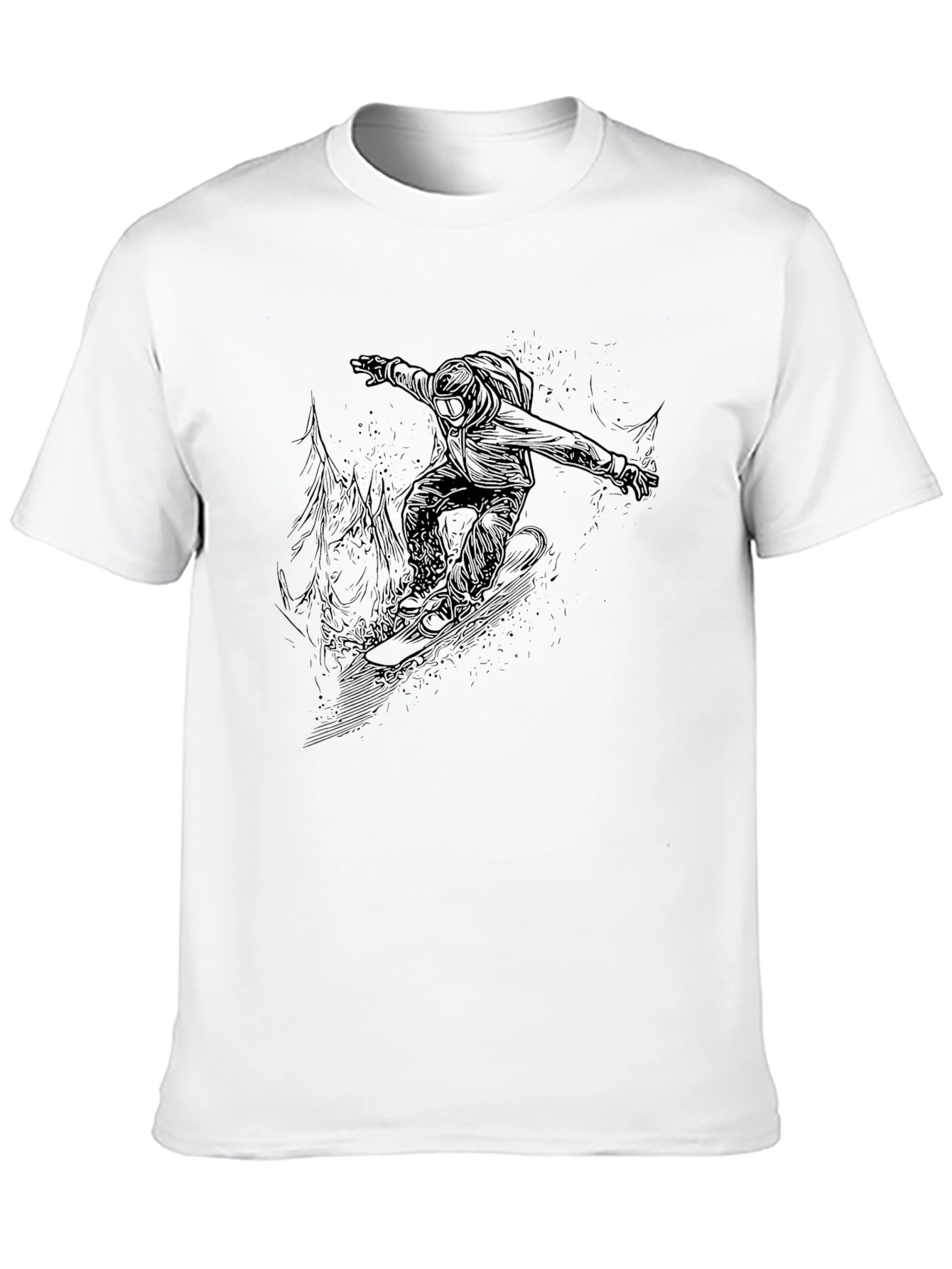 Black Snowboarder Graphic Tee - Black Short Sleeve Crew Neck view 10