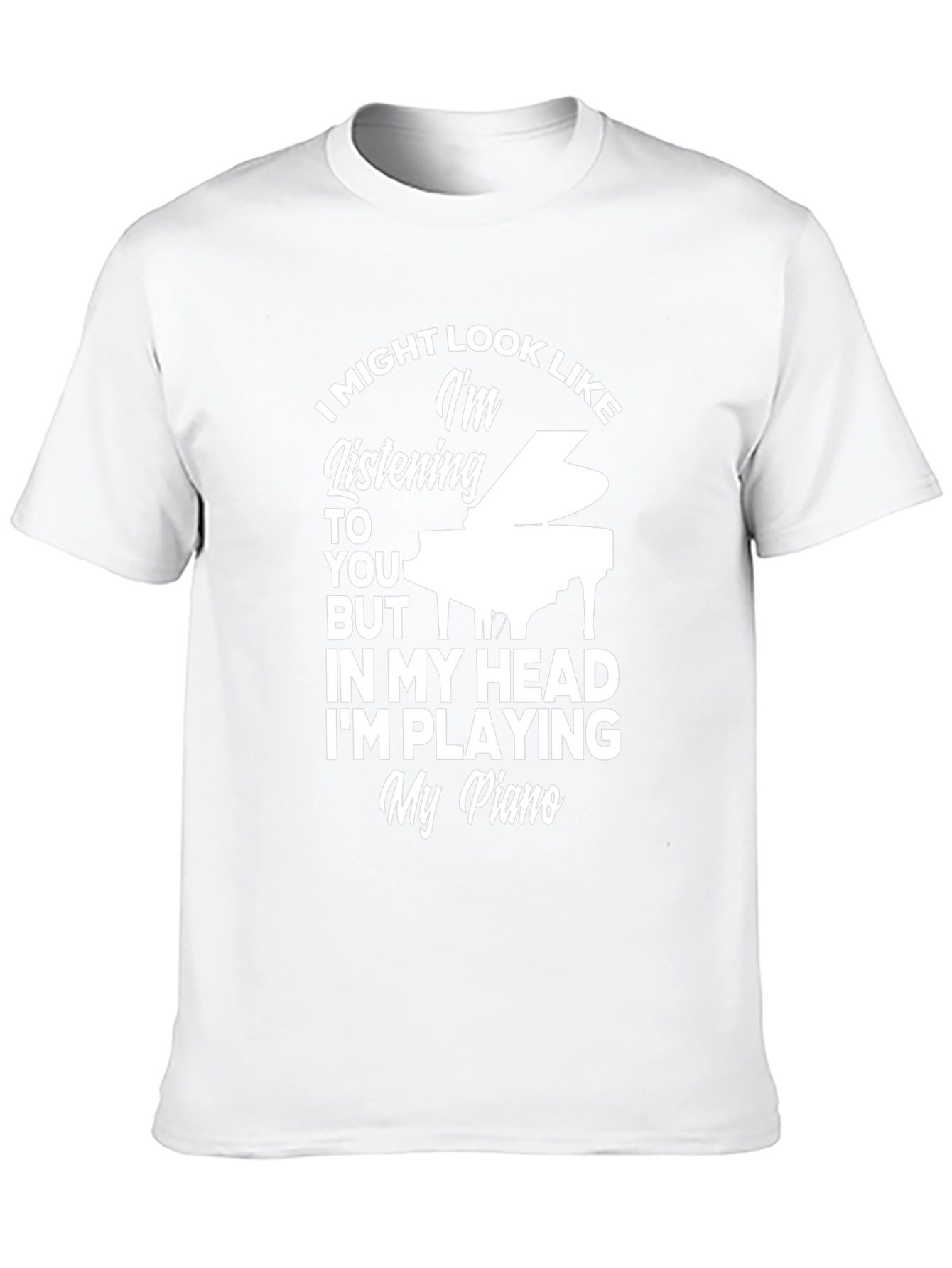 Black Piano Player T-Shirt - Listening Funny Musician Tee view 10