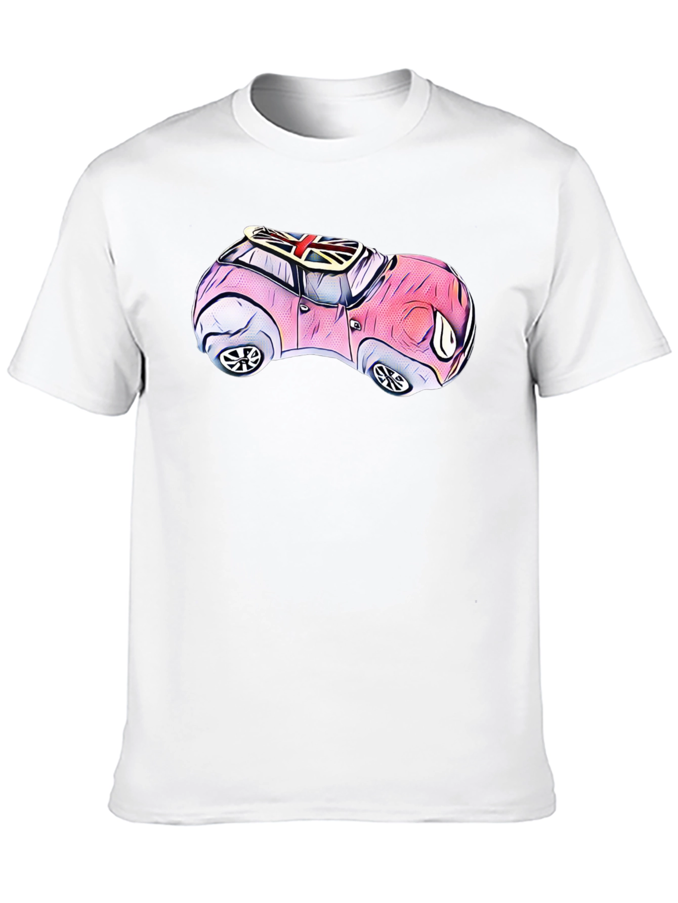 Black Cartoon Car T-Shirt - British Flag Design view 10