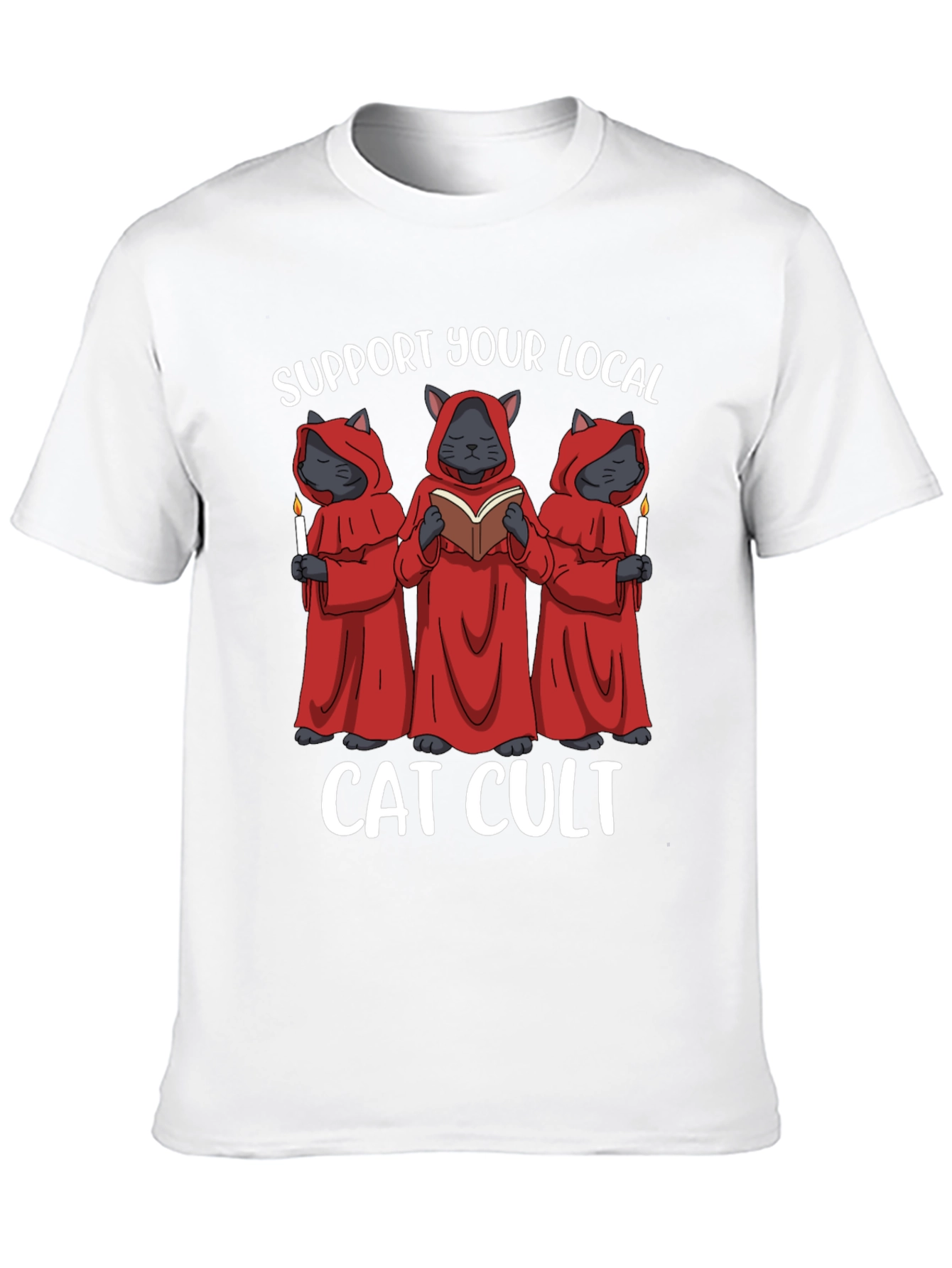 Black Support Your Local Cat Cult T-Shirt view 10