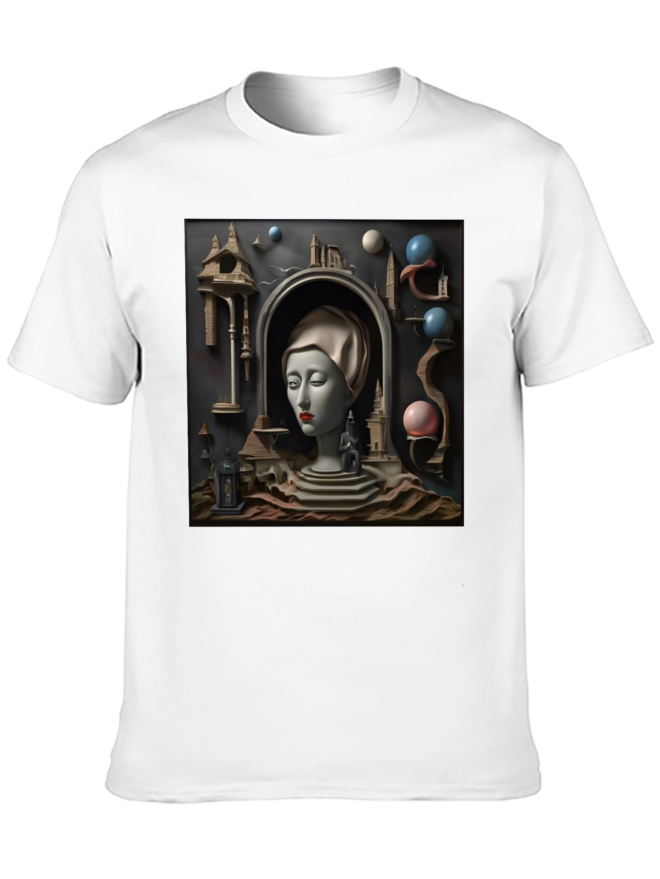 Black Surrealist Black T-Shirt with Dreamscape Design view 10
