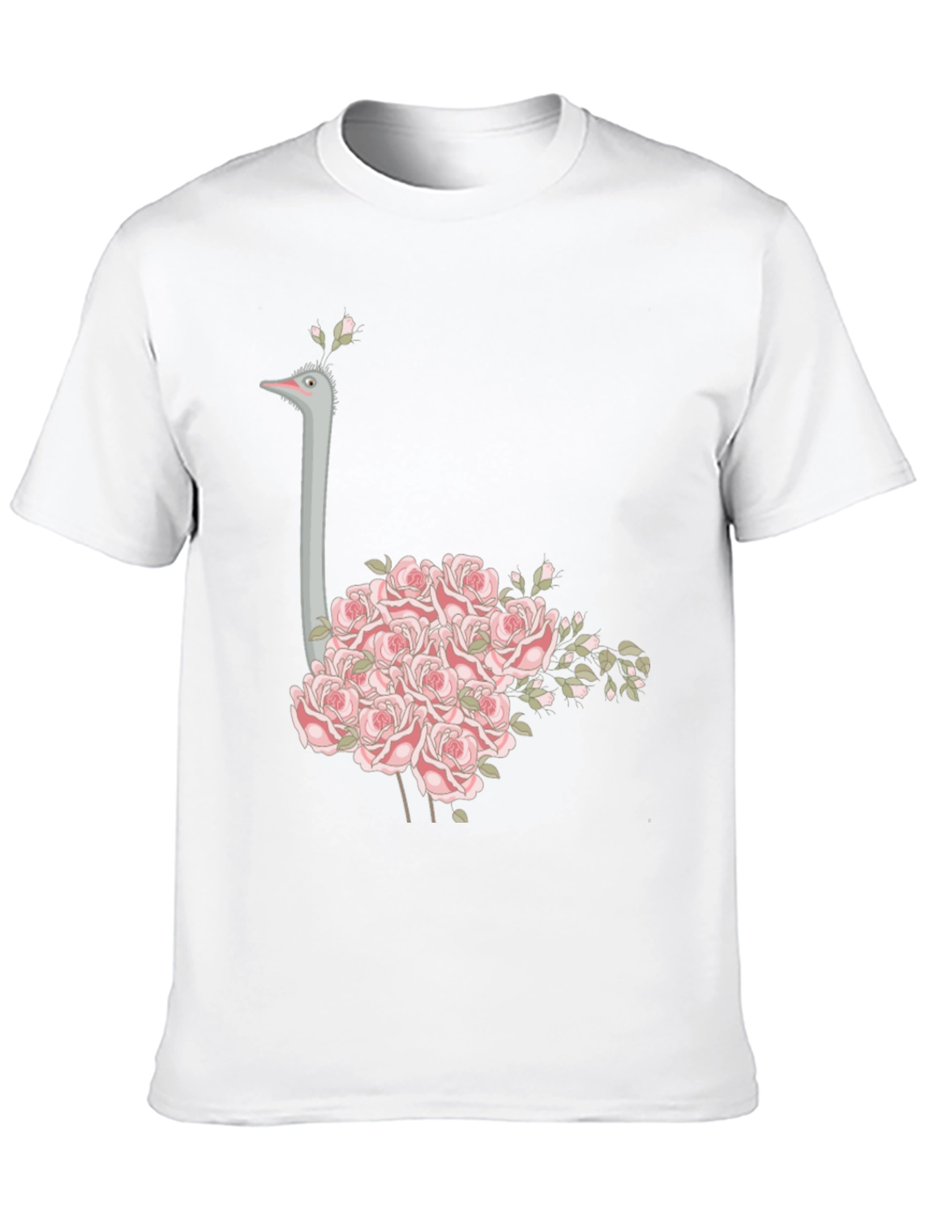 Black Ostrich Floral T-Shirt - Unique Graphic Tee view 10