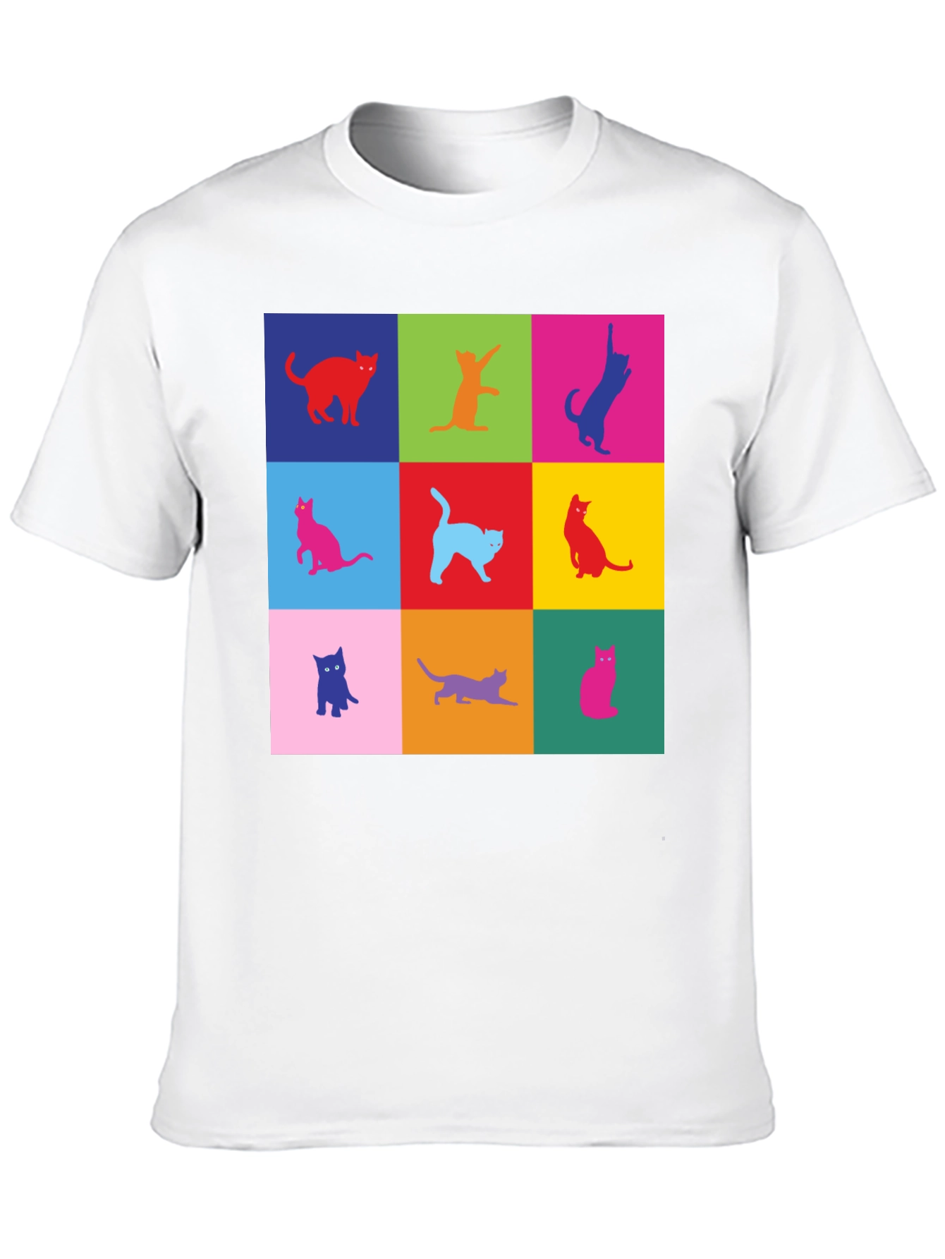 Black Colorful Cats Graphic T-Shirt view 10