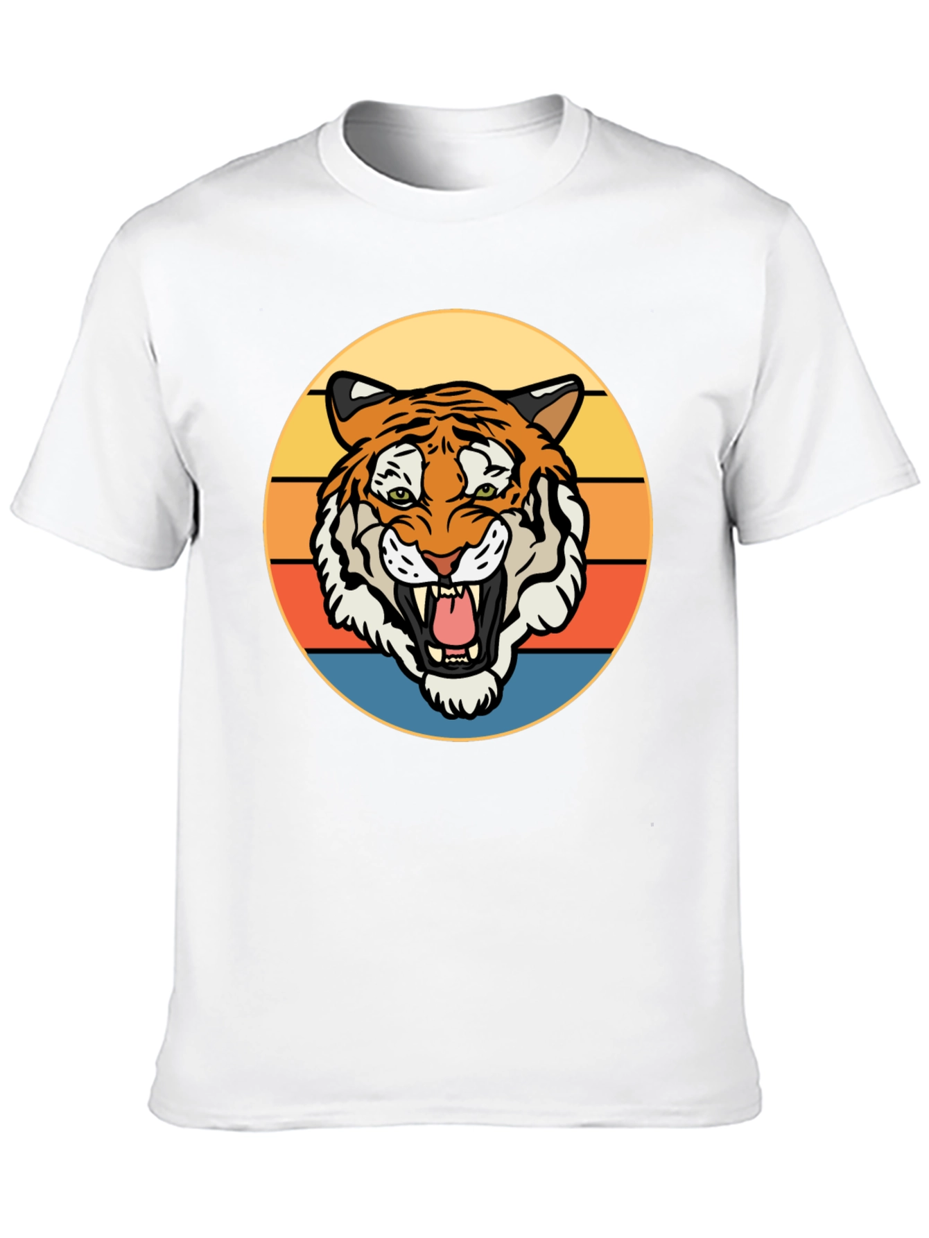 Black Retro Tiger Graphic T-Shirt - Men's Short Sleeve Crew Neck Tee view 10