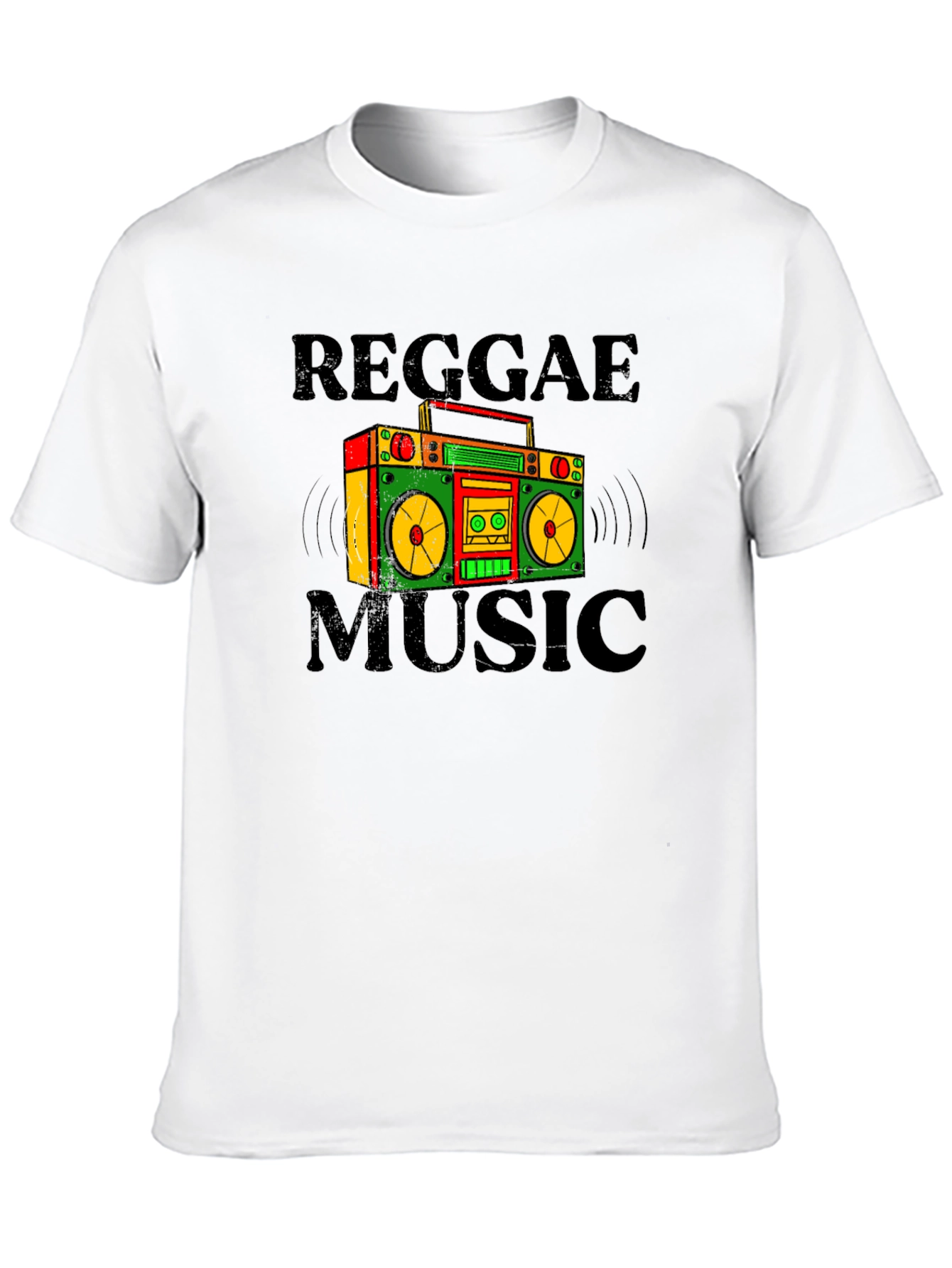 Black Reggae Music Boombox Graphic T-Shirt view 10