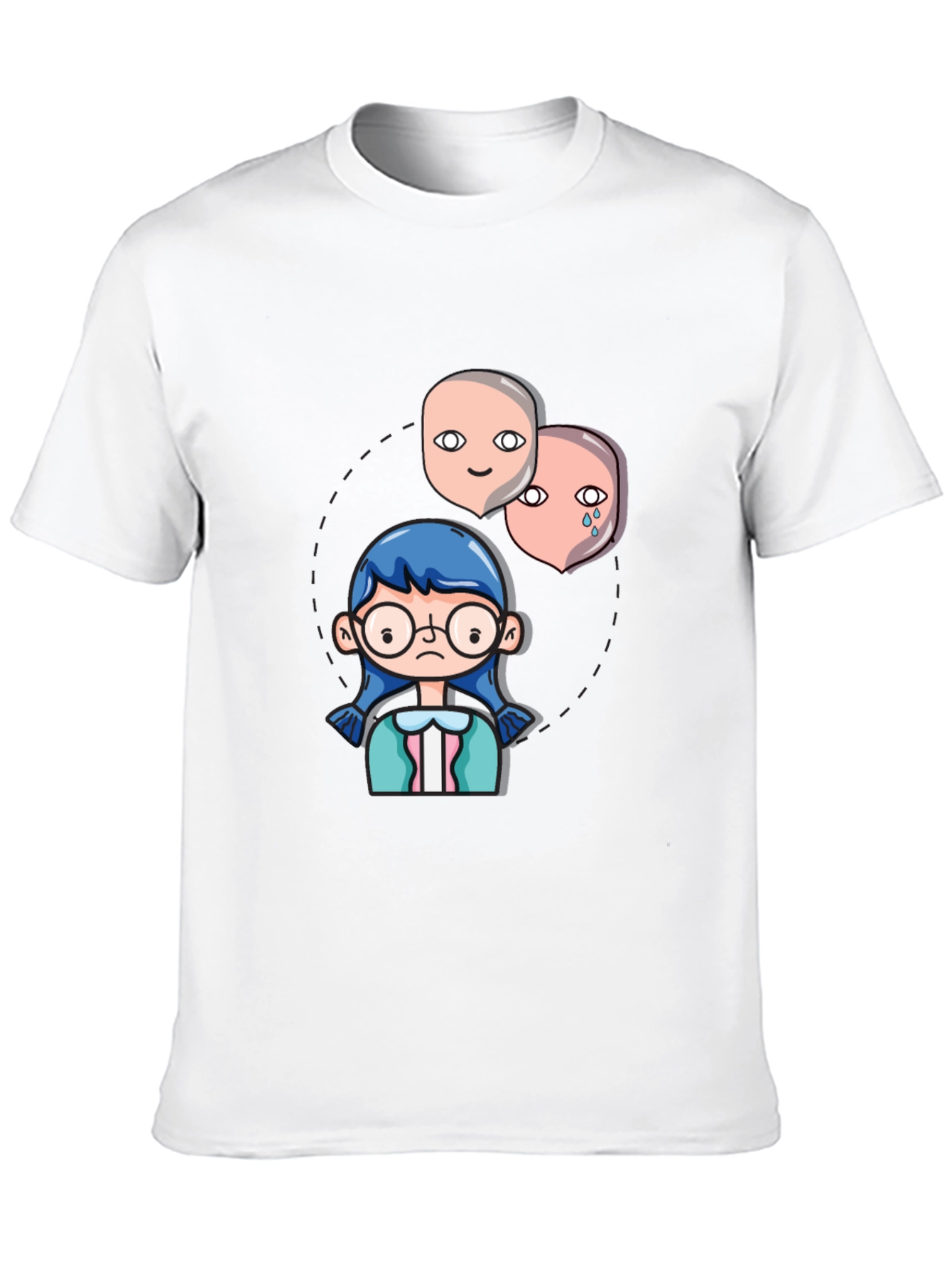 Black Emotional Cartoon Graphic Tee - Black view 10