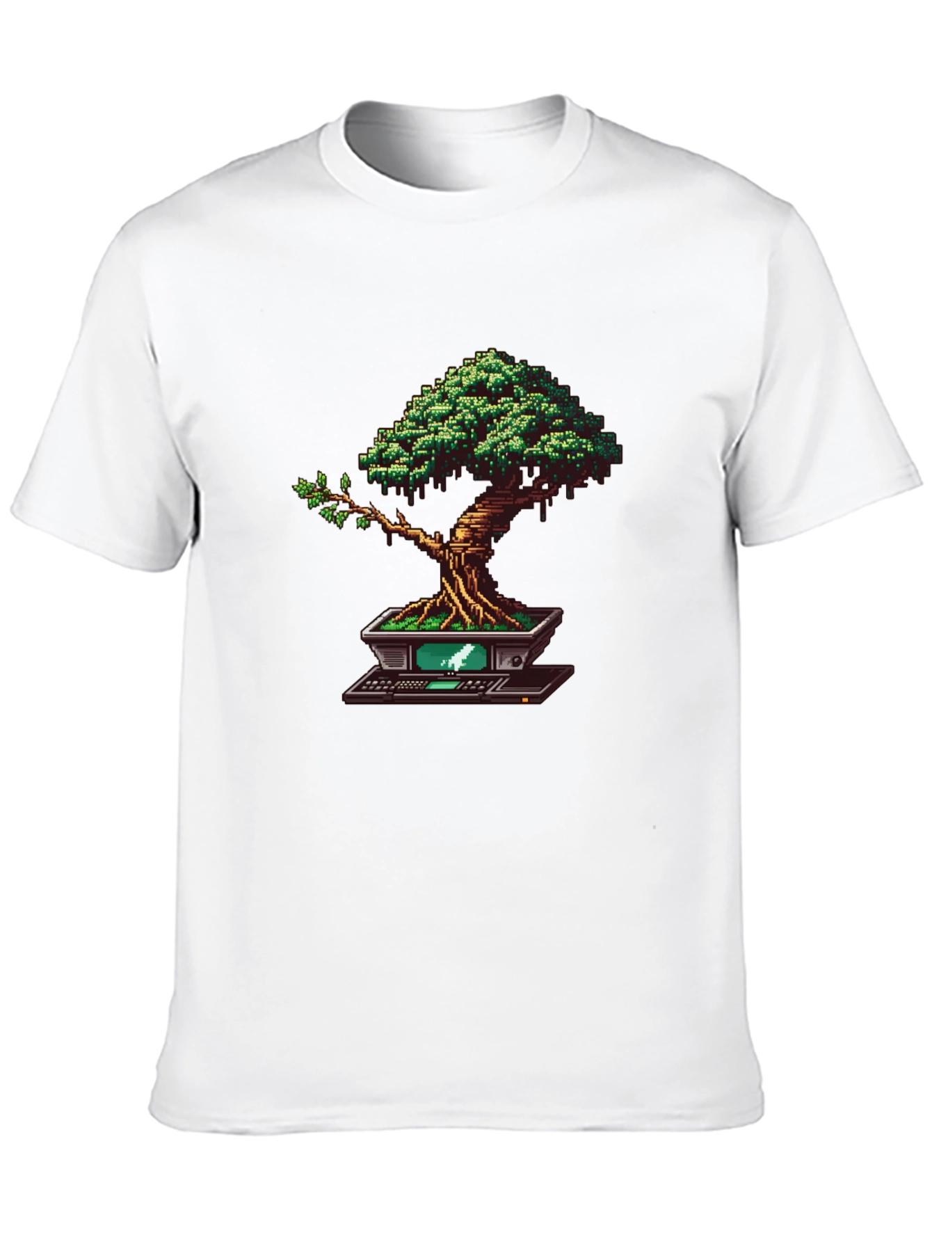 Black Pixel Bonsai Tree T-Shirt view 10