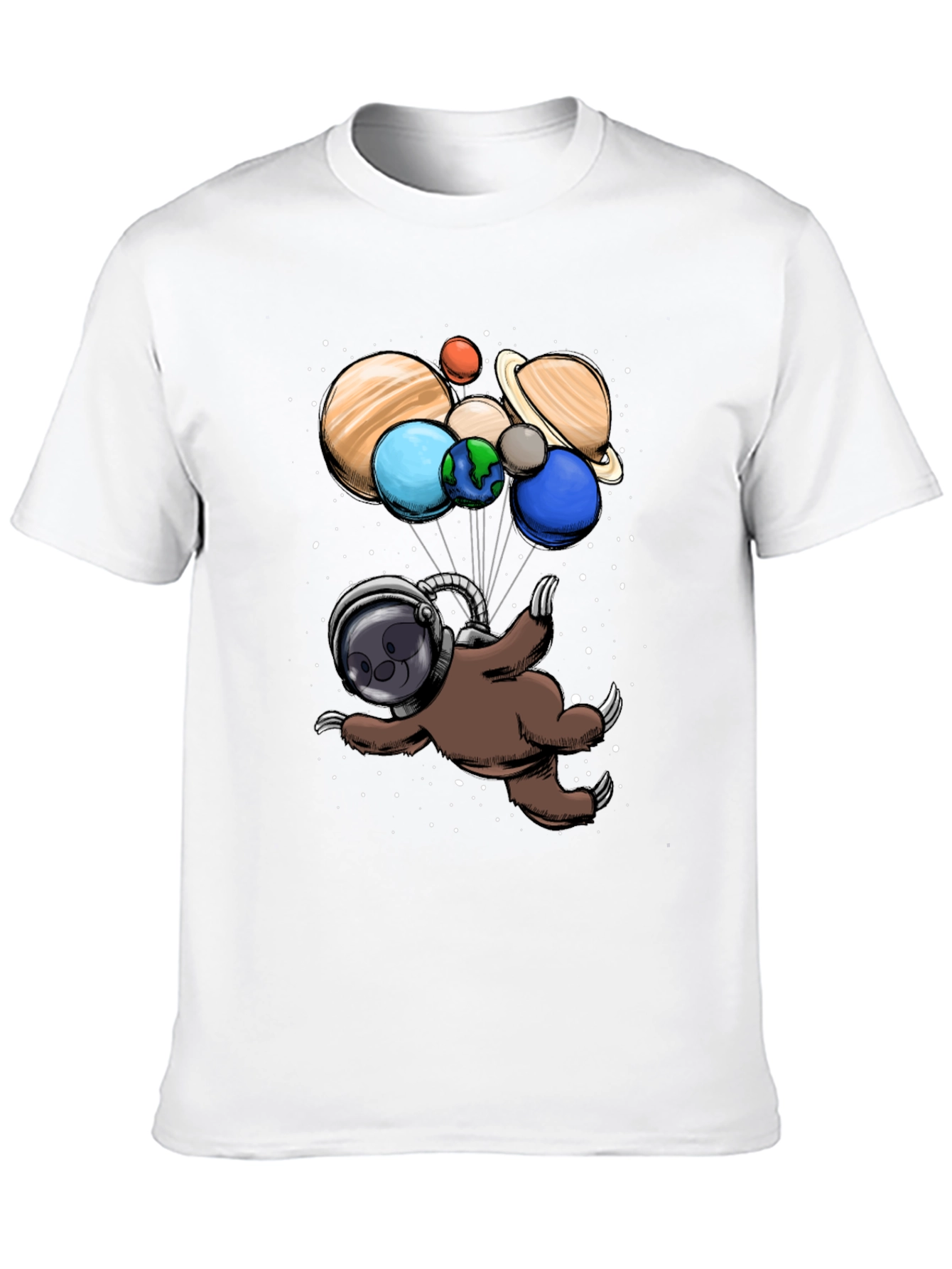 Black Astronaut Sloth Graphic T-Shirt view 10