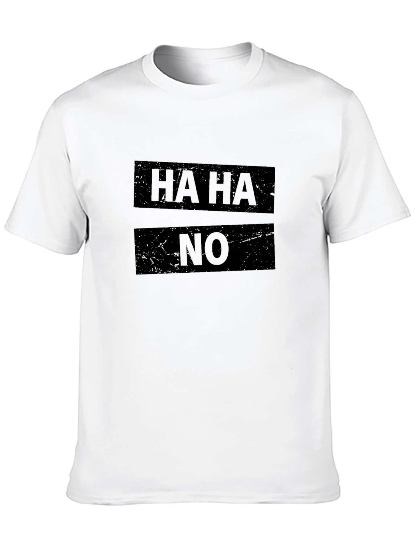 Black Humorous 'HA HA NO' Graphic Black T-Shirt view 10