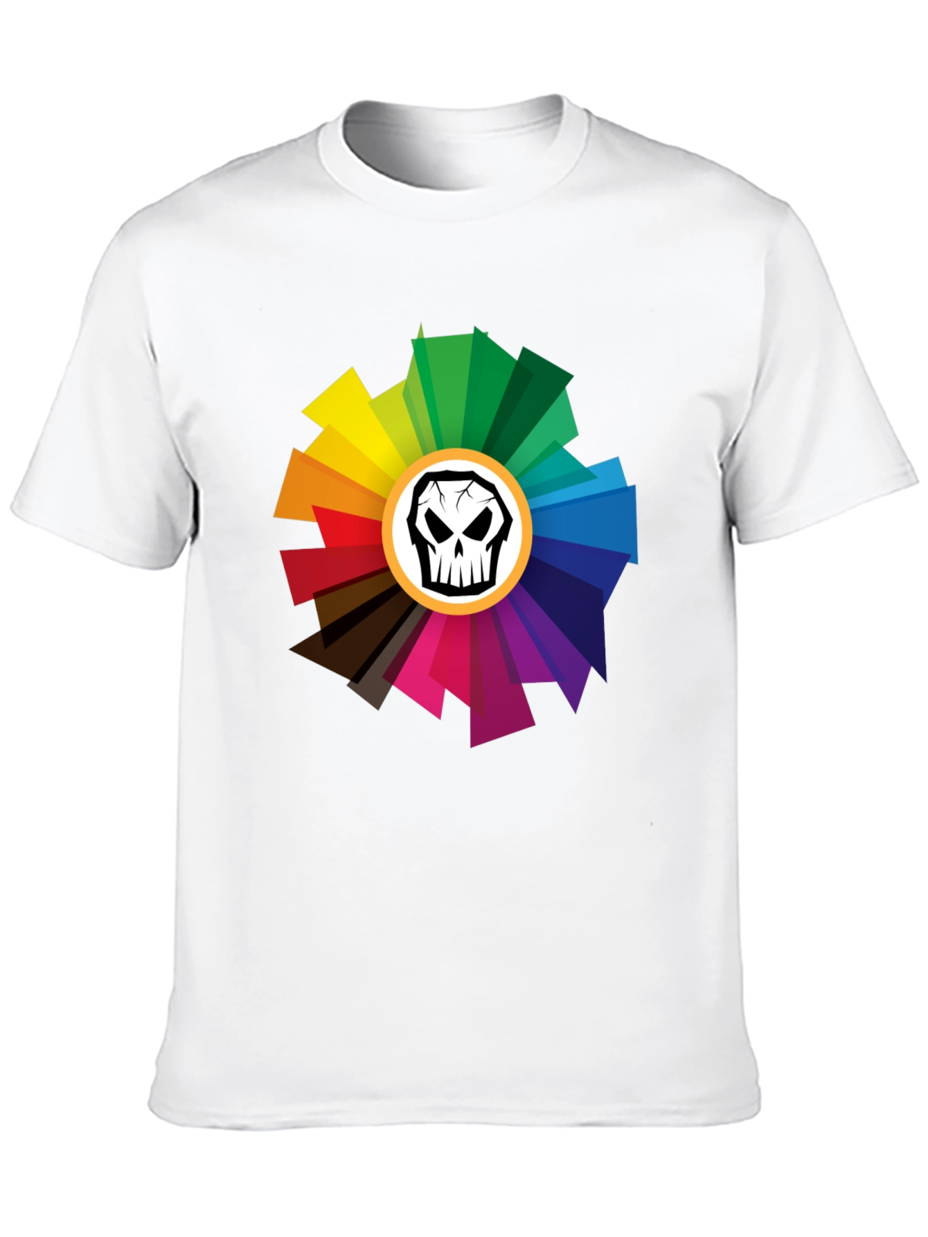 Black Skull Color Wheel Black T-Shirt - Unique Design view 10