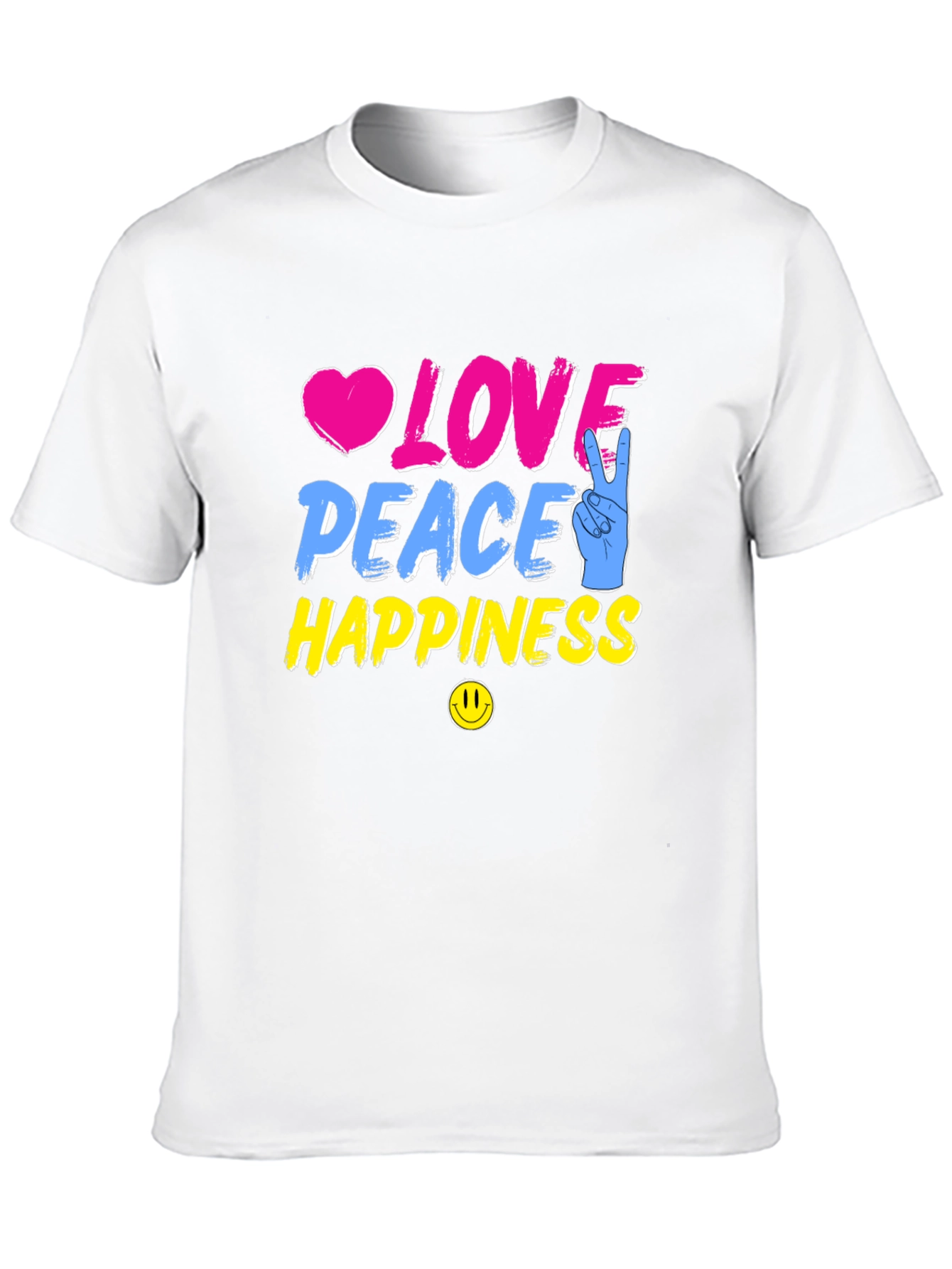 Black Love Peace Happiness Graphic T-Shirt view 10