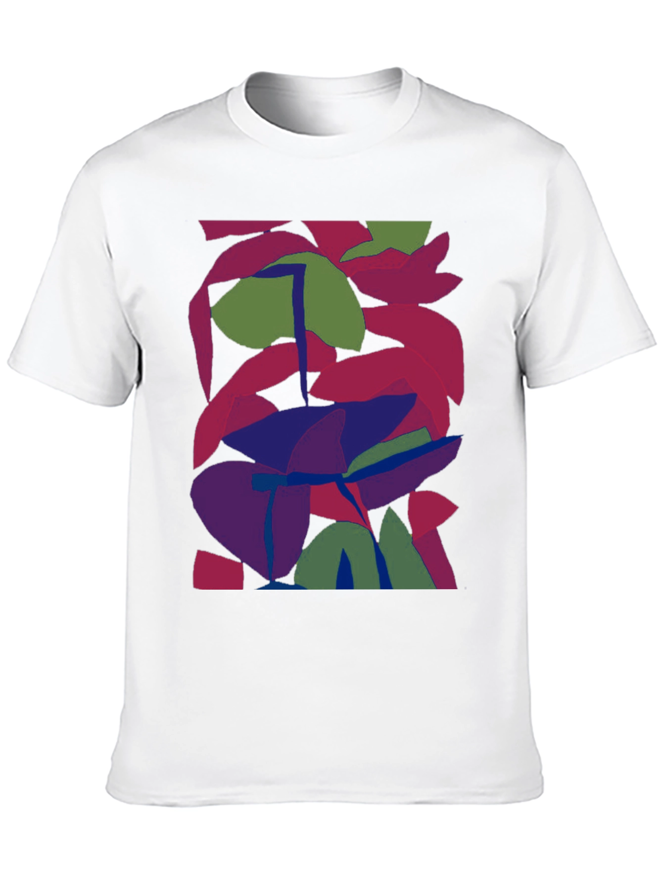 Black Abstract Leaf Design Black T-Shirt view 10