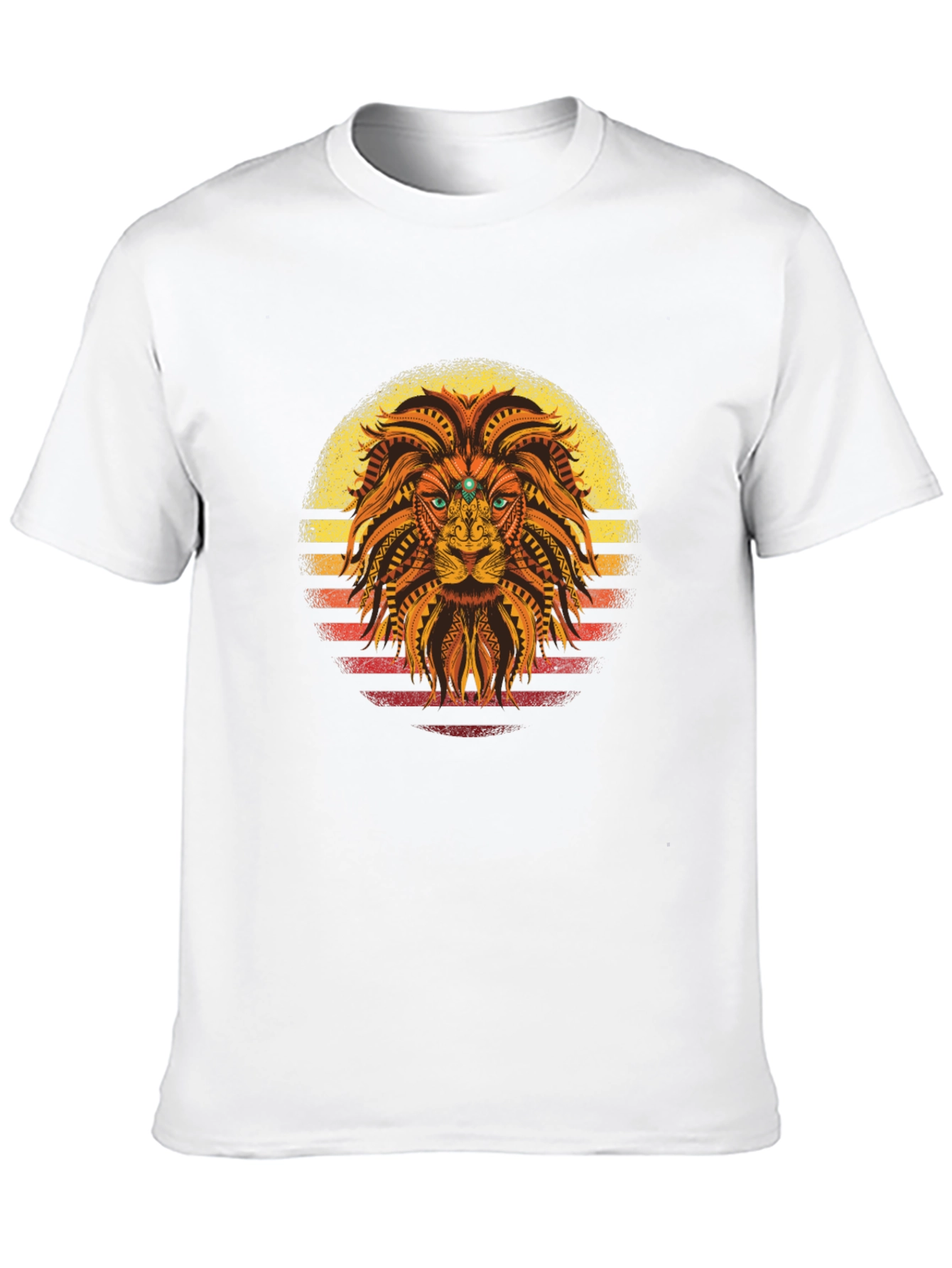 Black Lion Sunset Graphic Tee - Unique Tribal Design view 10