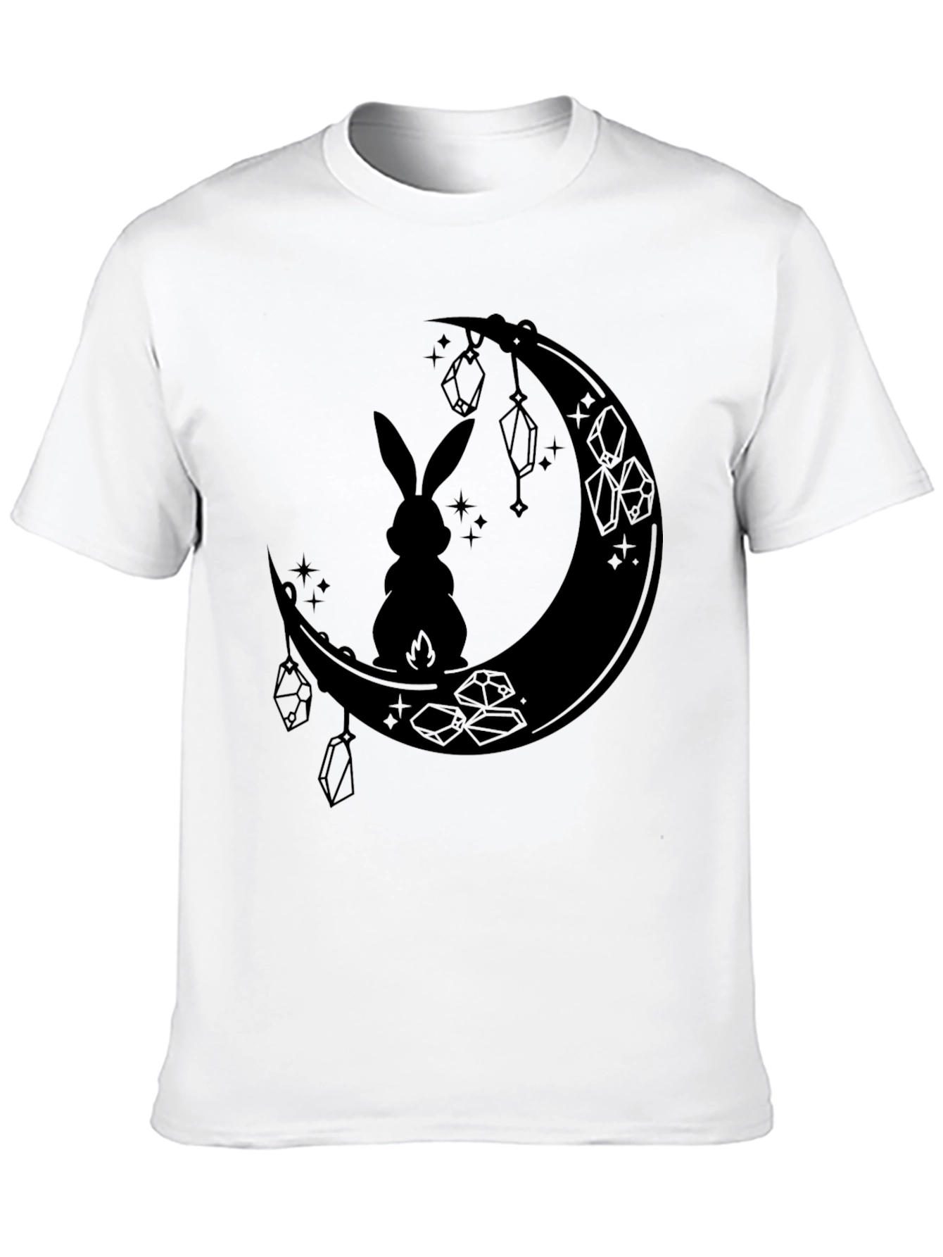Black Moonlit Hare Graphic Tee - Stylish Black T-Shirt view 10