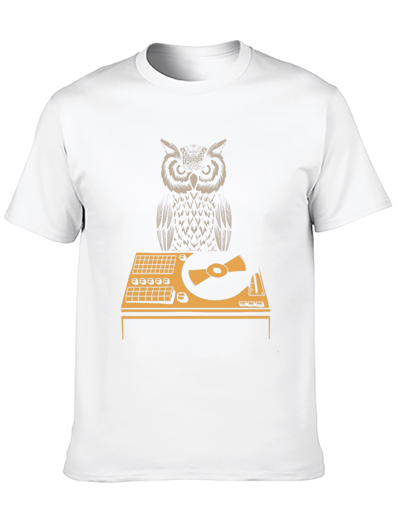 Black DJ Owl Graphic Tee - Black Cotton T-Shirt view 10