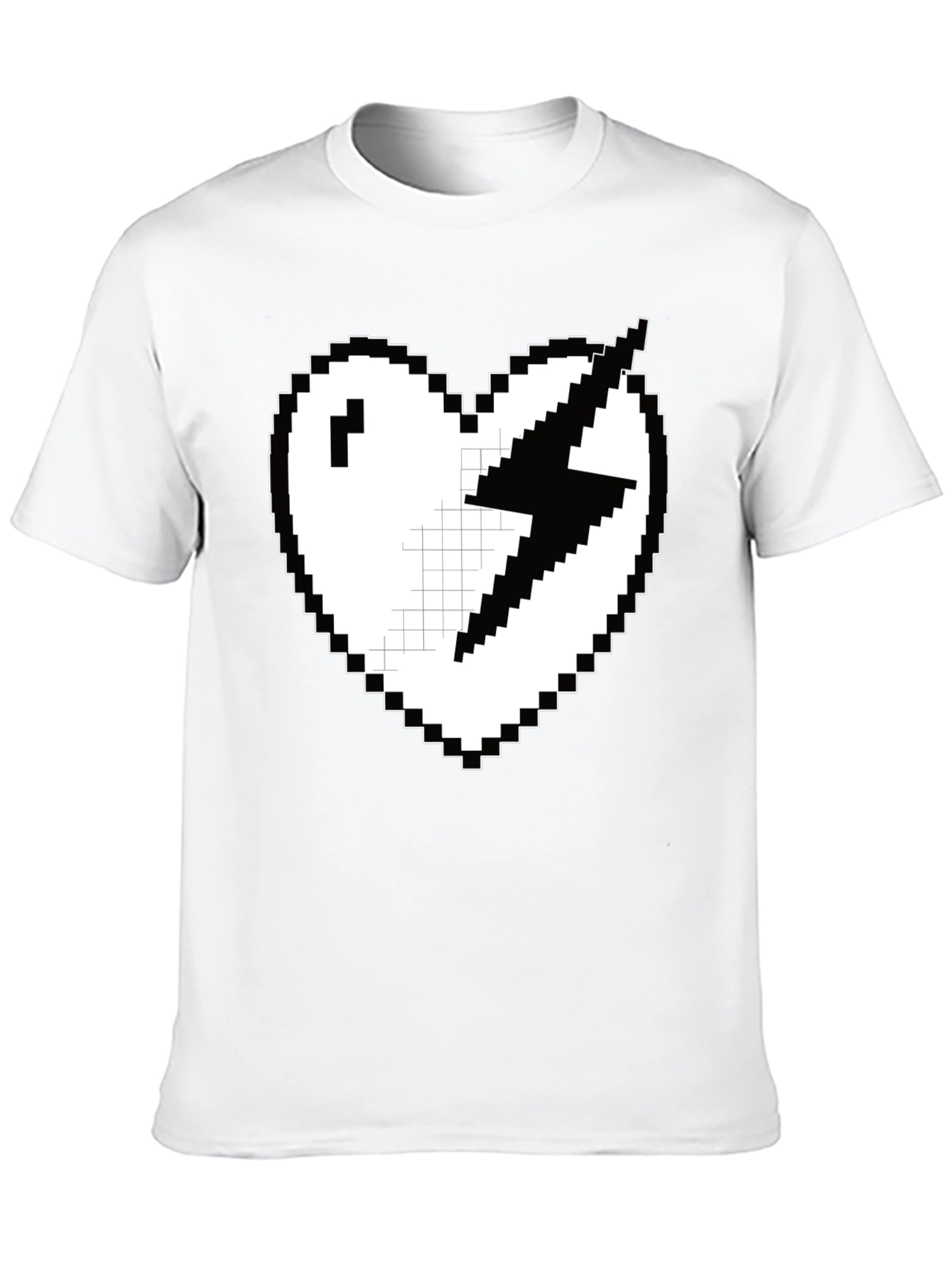 Black Pixel Heart Lightning Bolt Graphic Tee - Black view 10