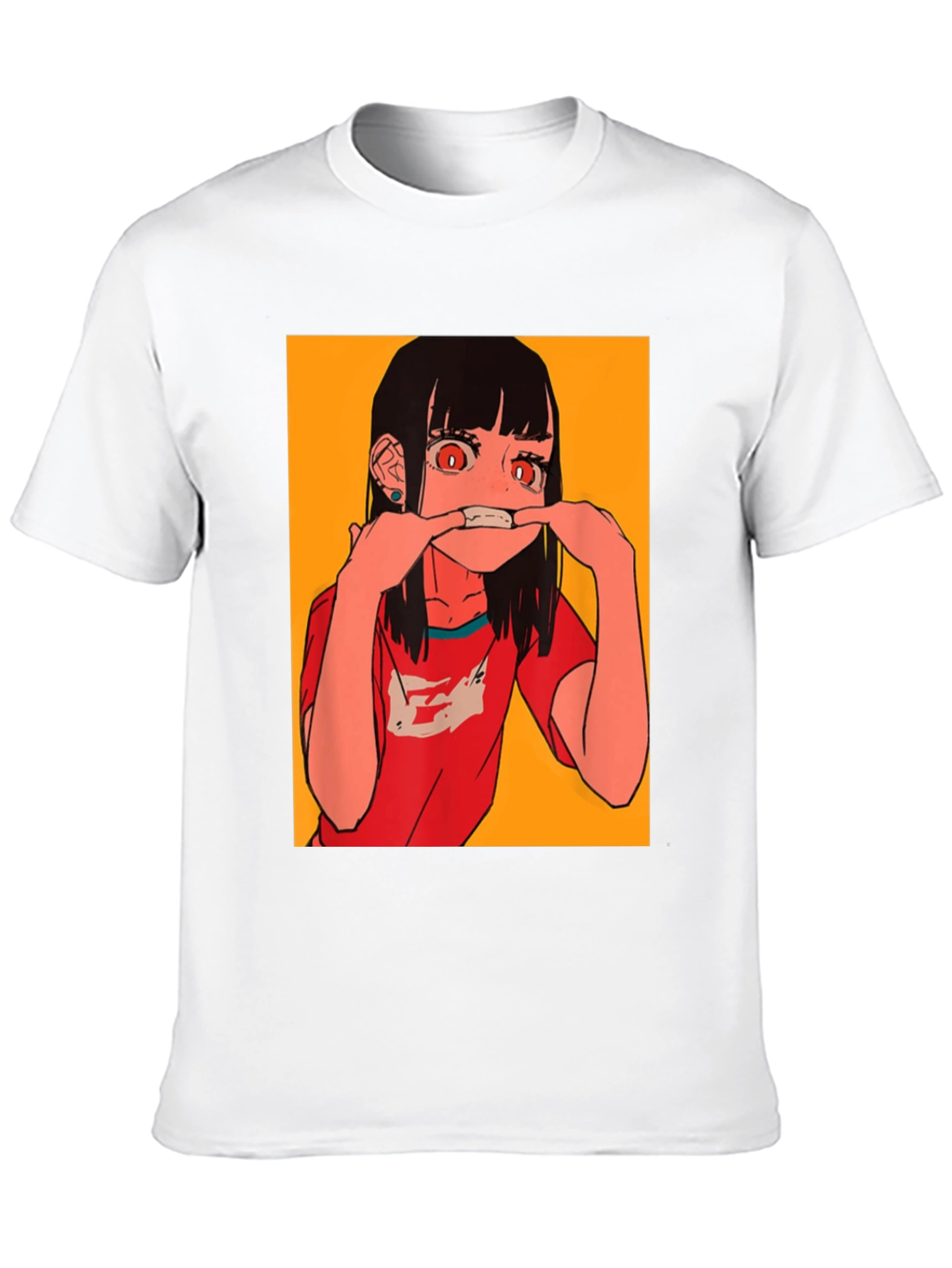 Black Anime Girl Graphic Tee - Black Cotton Blend T-Shirt view 10