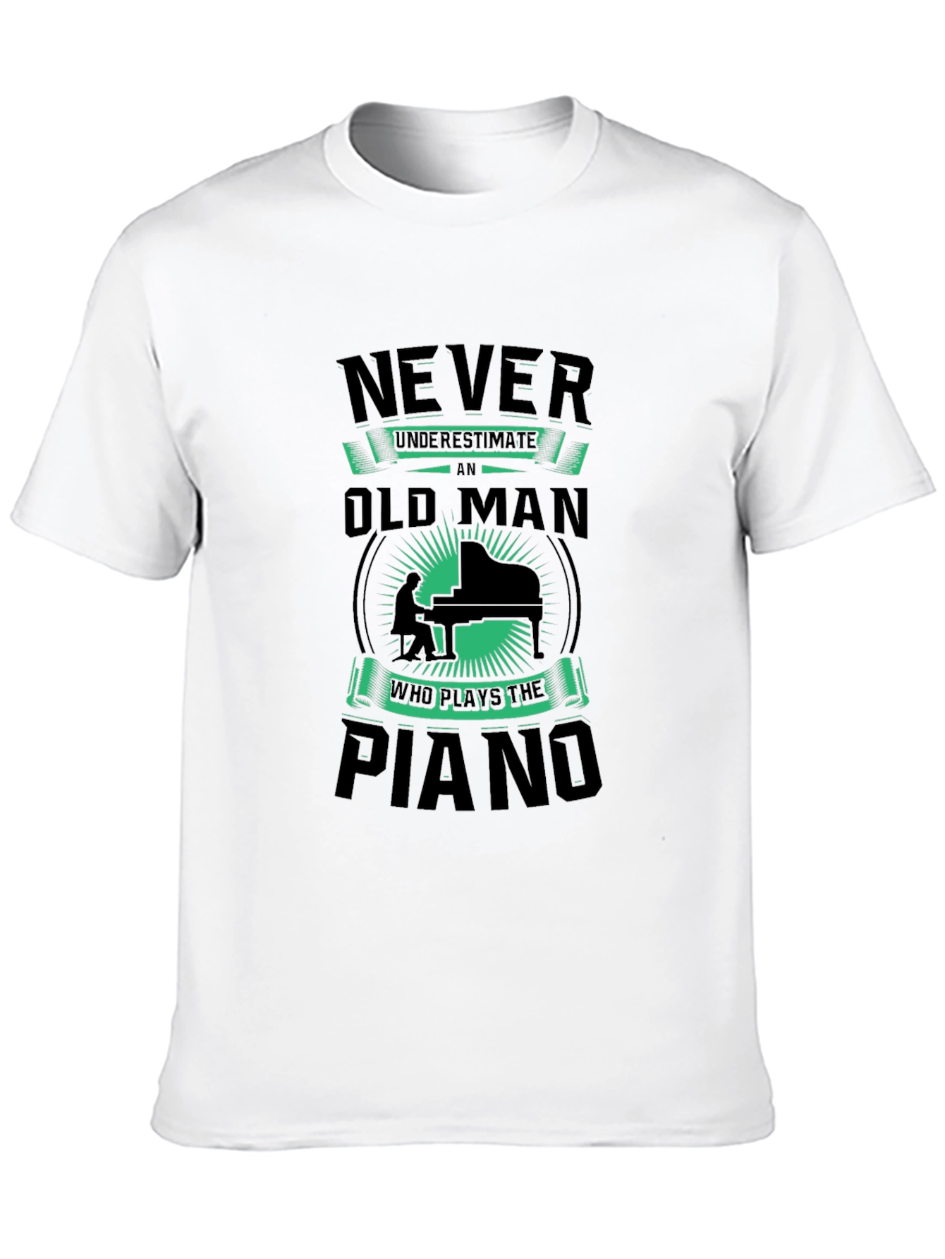 Black Never Underestimate Old Man Piano T-Shirt view 10