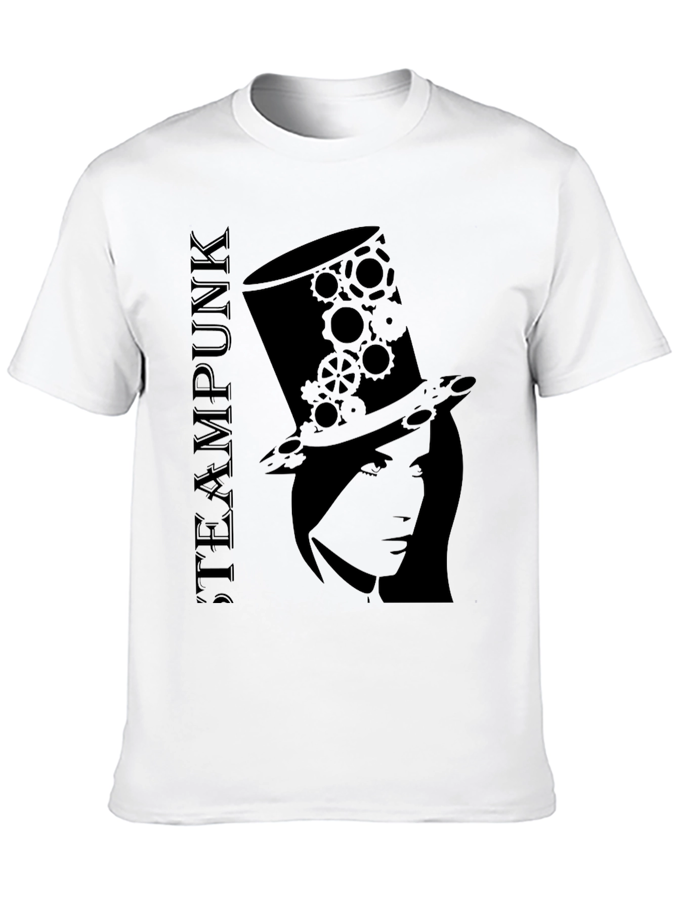 Black Steampunk Top Hat Woman Black T-Shirt view 10