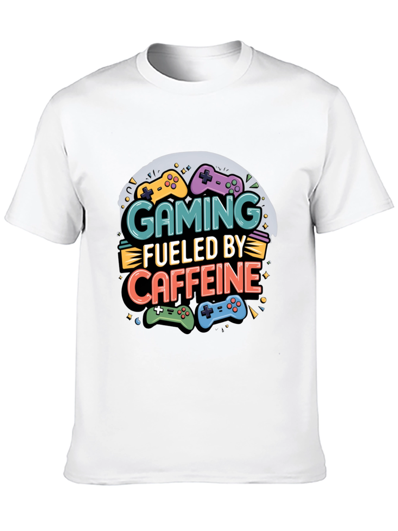 Black Gaming Fueled by Caffeine Graphic T-Shirt view 10