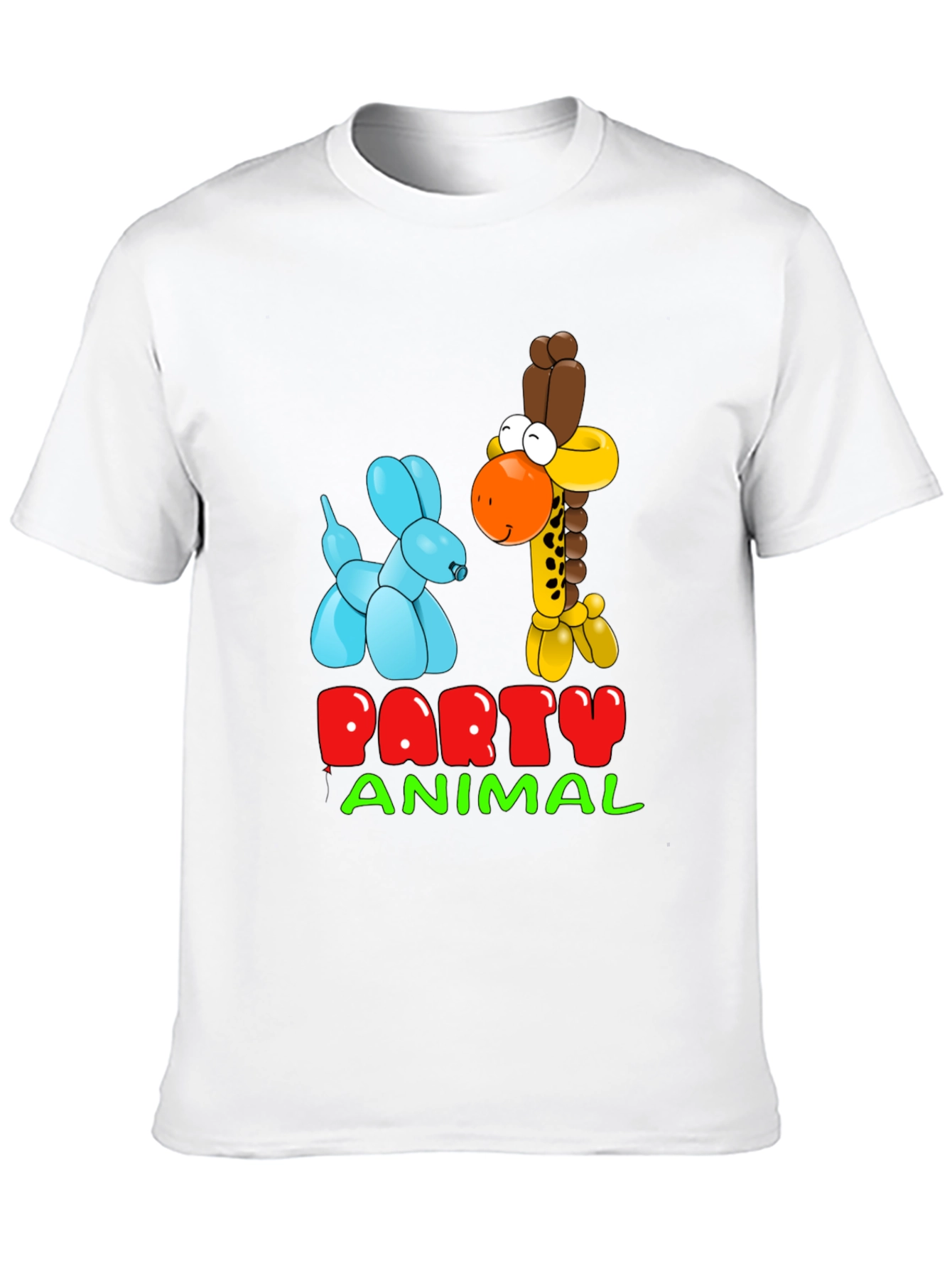 Black Party Animal T-Shirt with Balloon Giraffe and Dog Design view 10