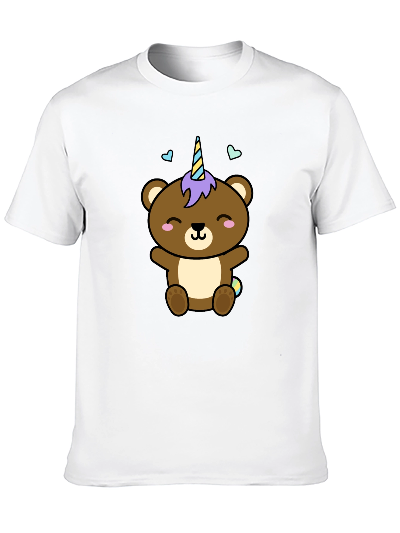 Black Cute Unicorn Bear Black T-Shirt view 10