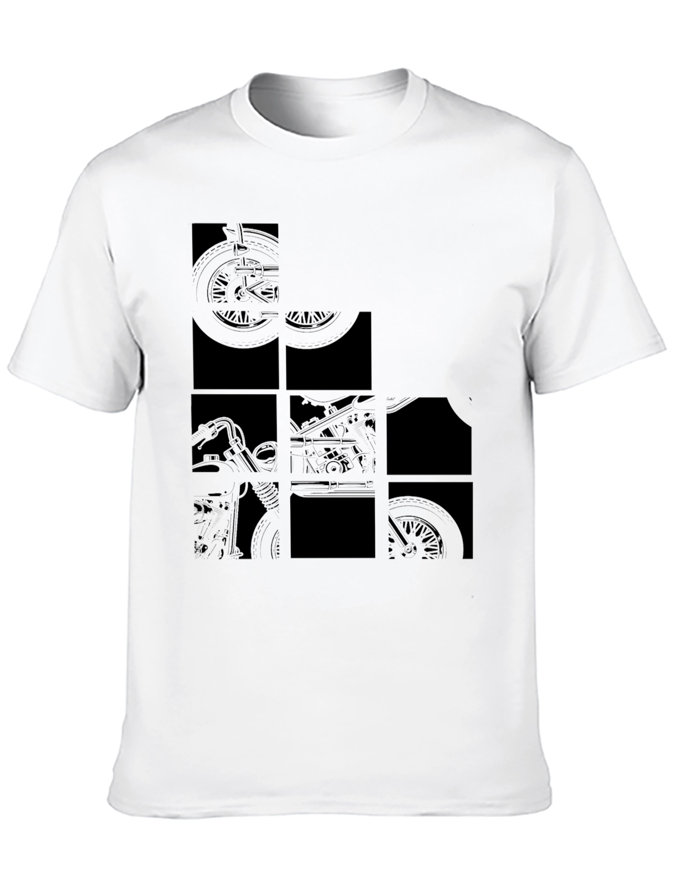 Black Men's Black Motorcycle Graphic T-Shirt view 10