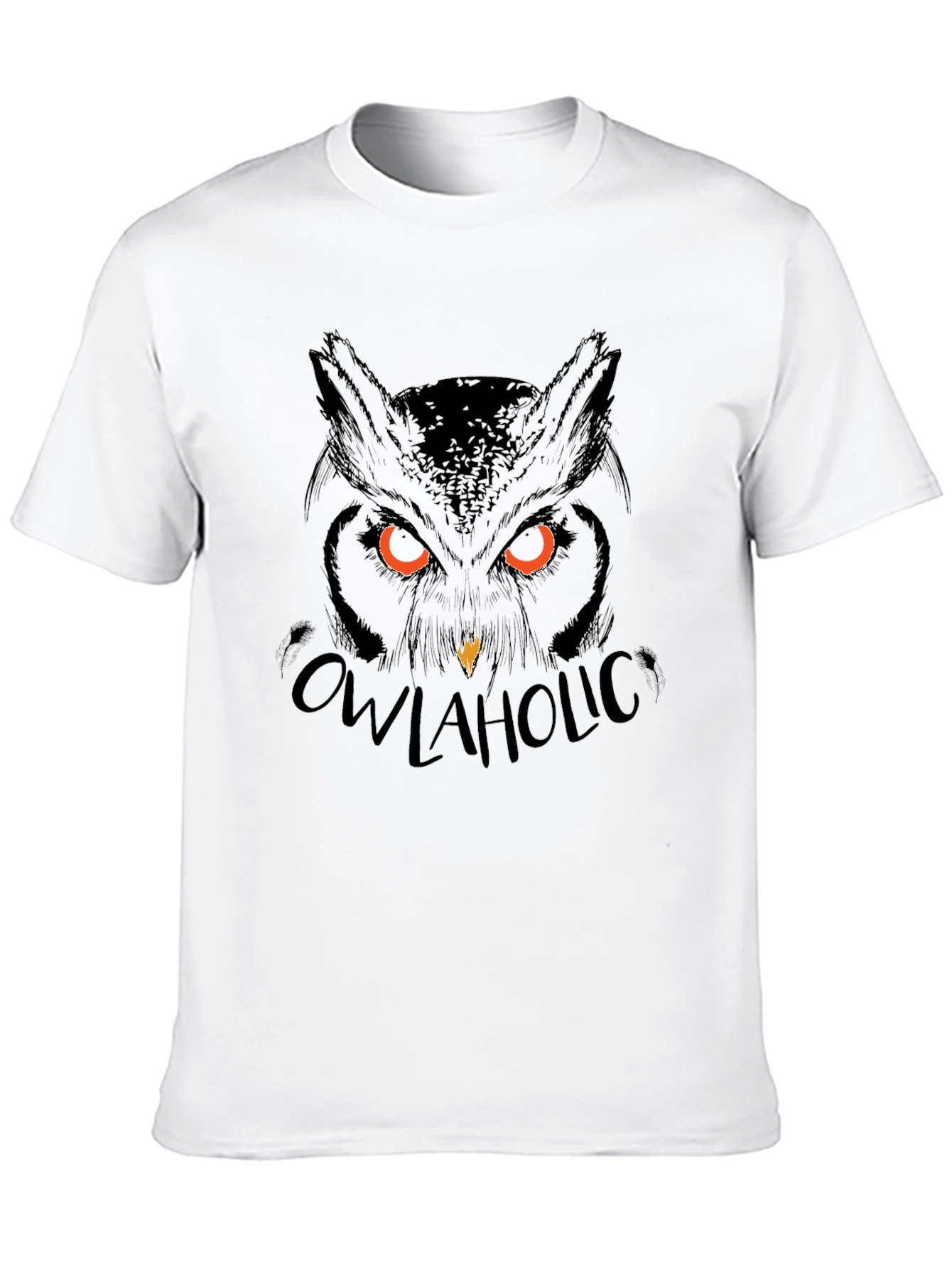 Black Owl Graphic Print Tee - Black Cotton Blend Casual view 10