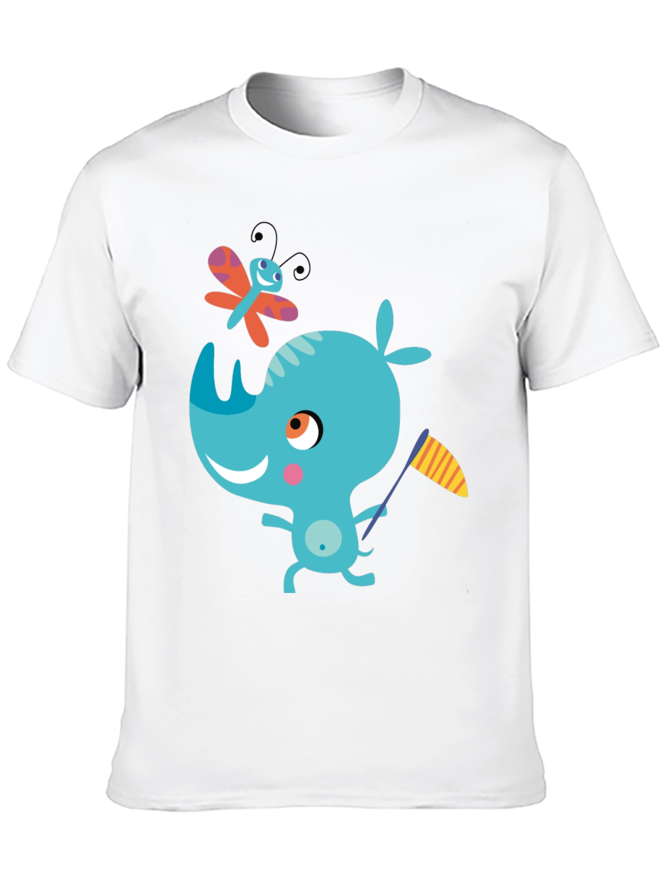 Black Cartoon Rhino Black T-Shirt view 10