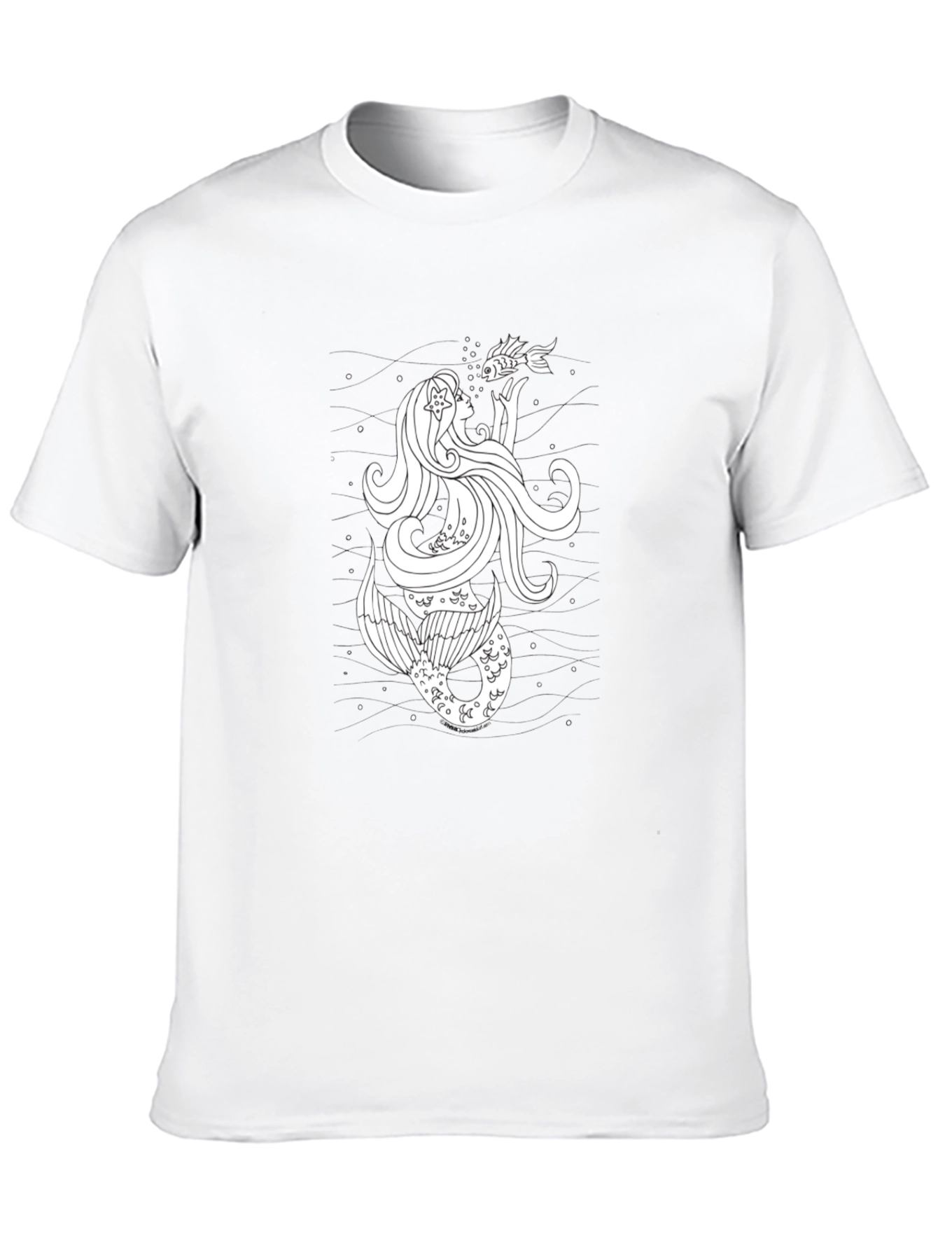 Black Mermaid & Fish Graphic T-Shirt - Black Cotton Tee view 10