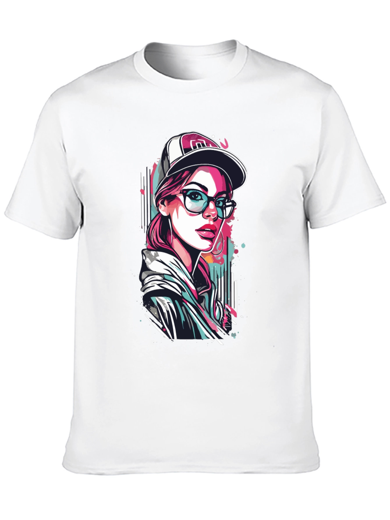 Black Stylish Woman Graphic Print Black T-Shirt view 10