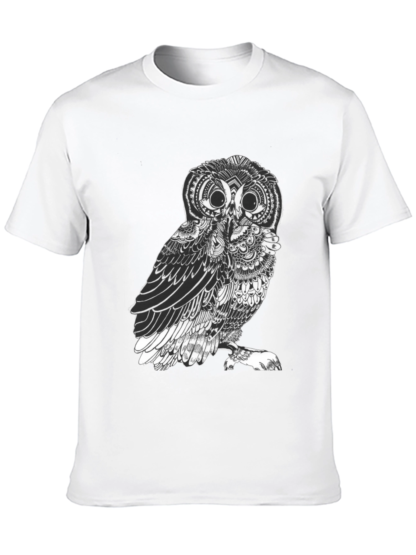 Black Men's Black Owl Graphic Tee - Unique Design view 10