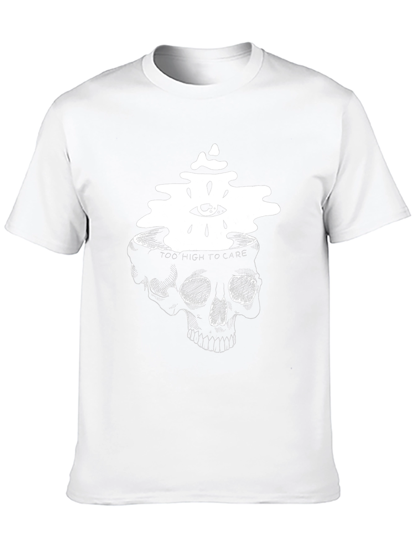 Black Skull Head T-Shirt: Too High to Care view 10