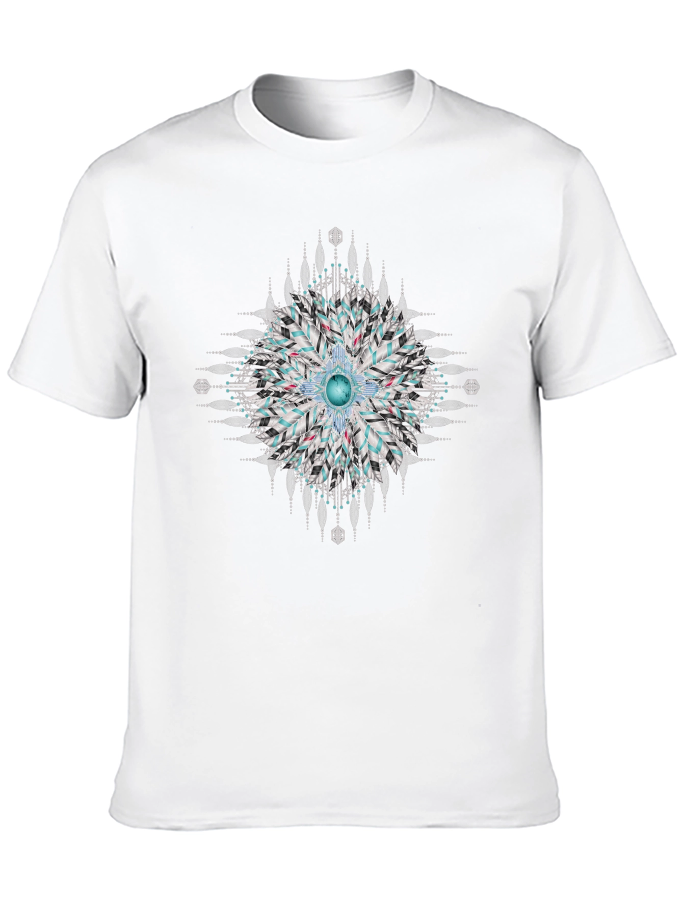 Black Geometric Mandala Print Black T-Shirt view 10