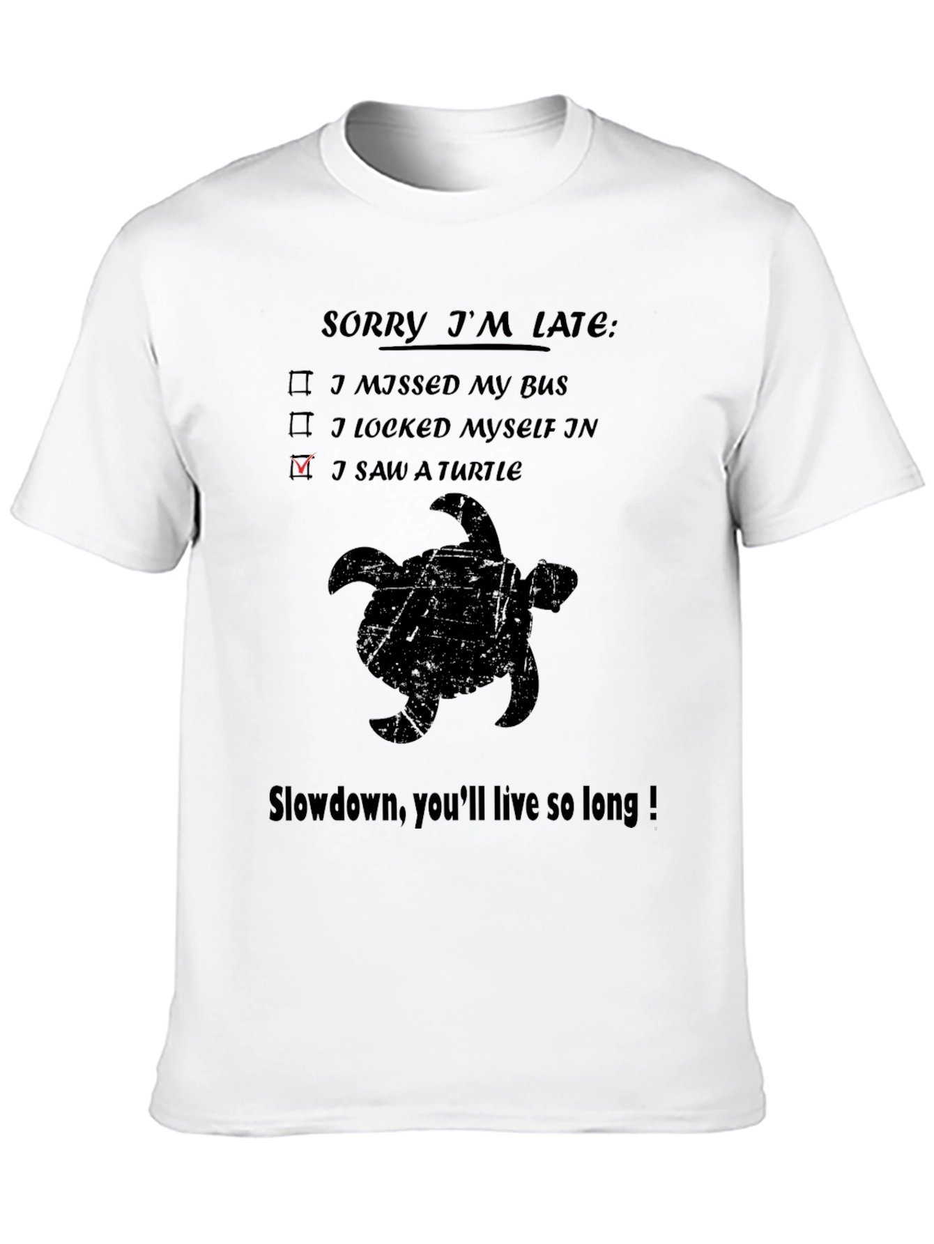 Black Sorry I'm Late Turtle Graphic T-Shirt view 10
