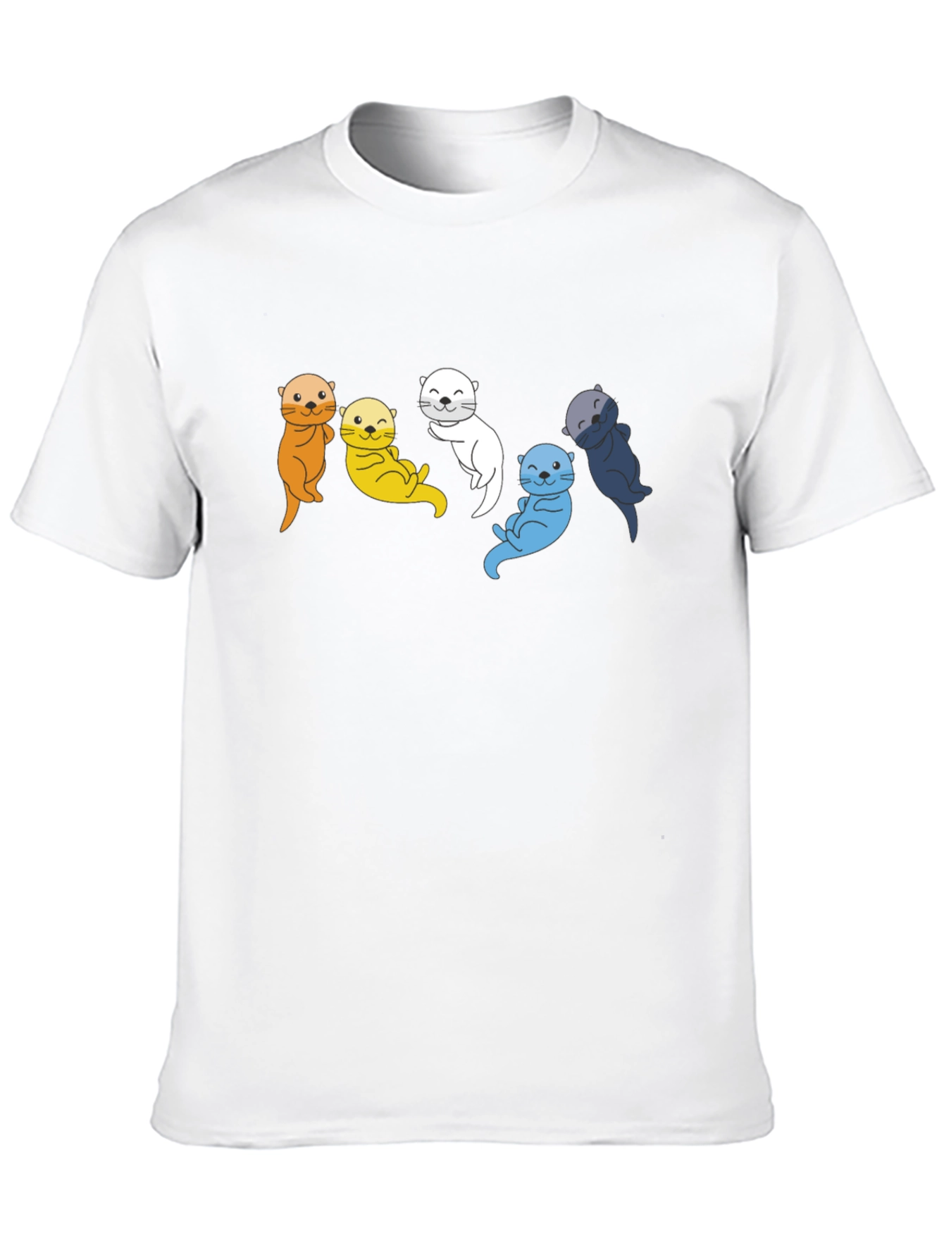 Black Colorful Otter Group Graphic Tee - Black Cotton T-Shirt view 10