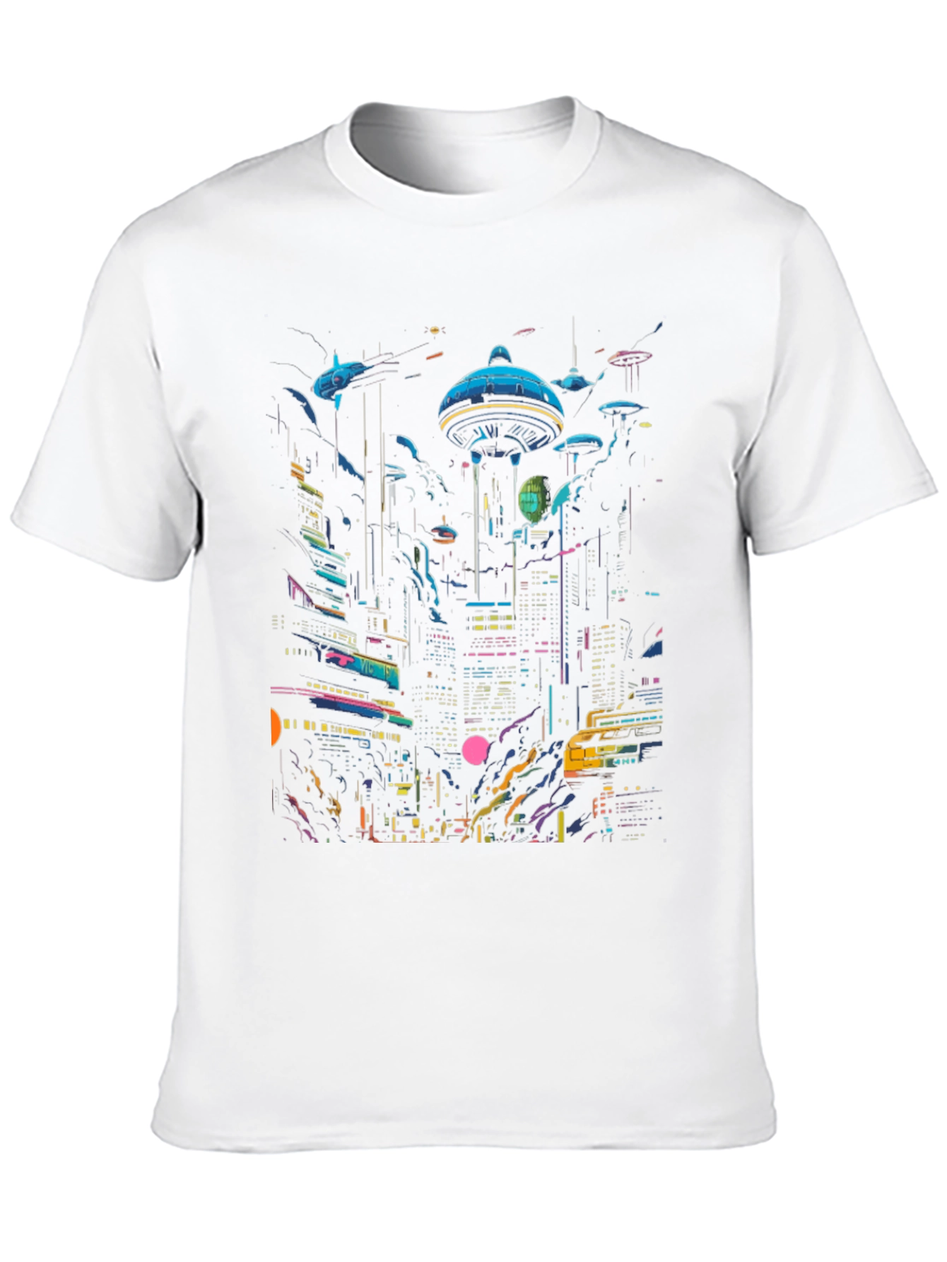 Black Neon Cityscape Graphic Tee - Retro Future Design view 10