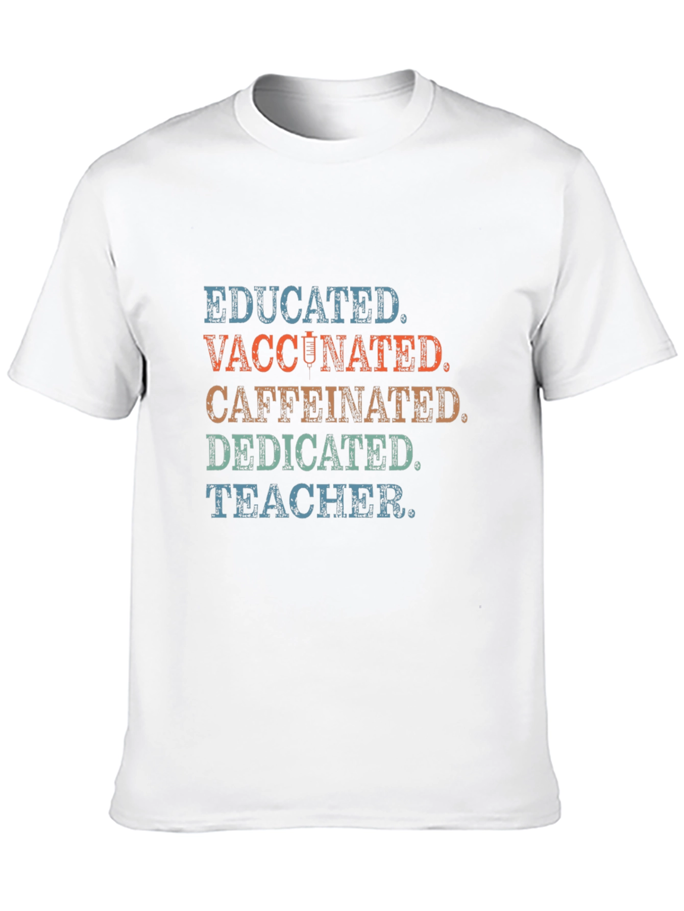 Black Educated Vaccinated Caffeinated Dedicated Teacher T-Shirt view 10